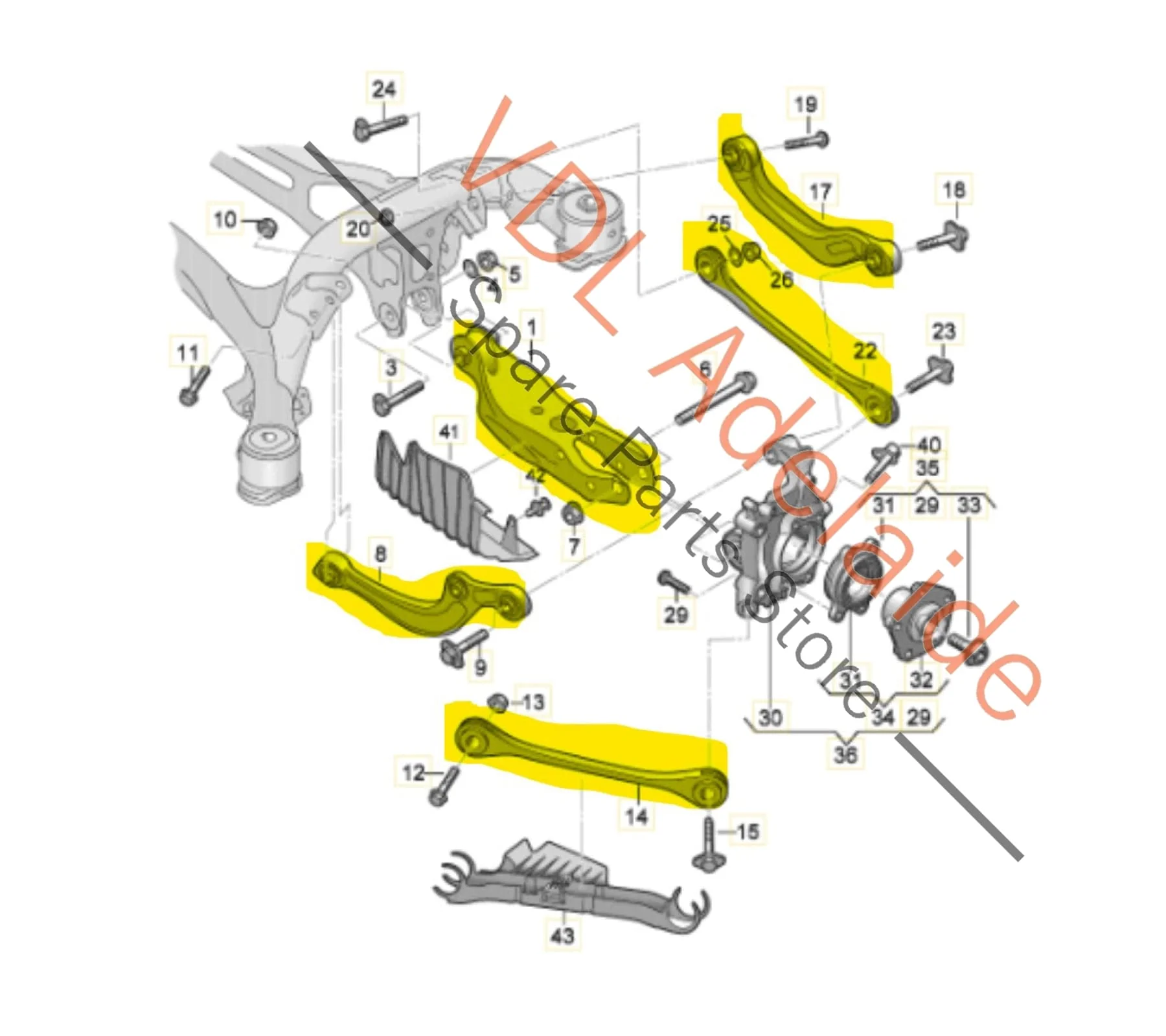 Audi B9 F5 A4 A5 S4 S5 RS4 RS5 Rear Left Suspension Control Arm Set 8W0505311H 8W0505323F 4M0505291D 8W0501529D 8W0505397F - Image 2