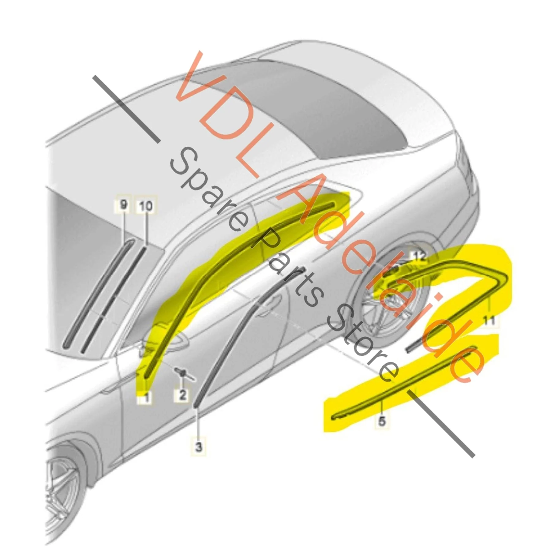 Genuine Audi A5 S5 RS5 B9 F5 Exterior Gloss Black Window Frame Trim Set Left & Right - Image 2