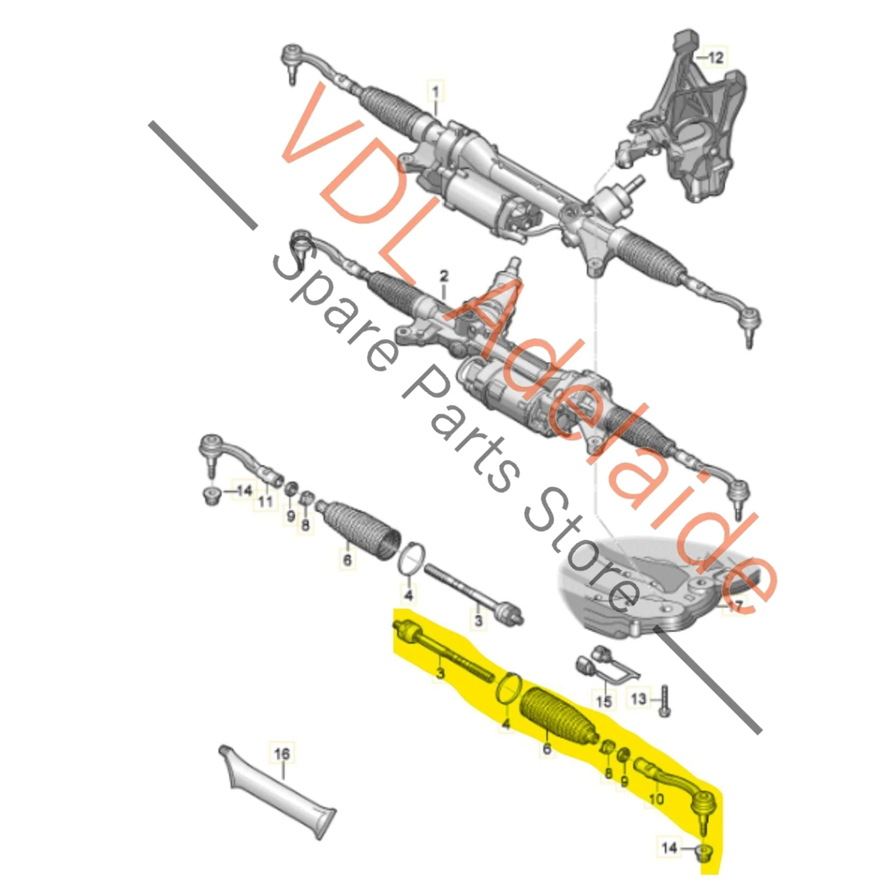 Audi A4 S4 RS4 A5 S5 RS5 B9 Tie Rod and Rack End for Left side 8W0423811C 8W0423810A - Image 2