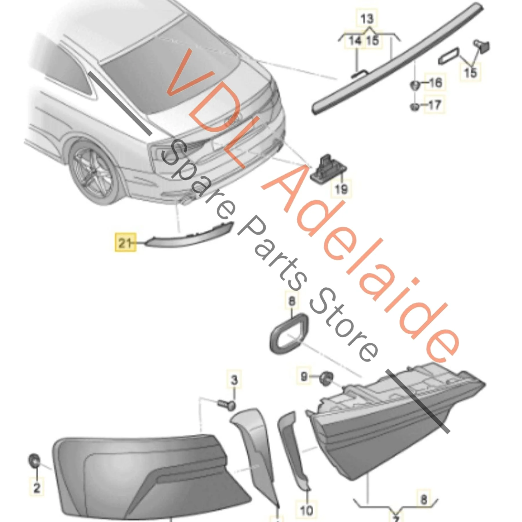 Audi A4 S4 RS4 A5 S5 RS5 B9 Right Outer Rear Bumper Reflector 8W0945106AC - Image 2