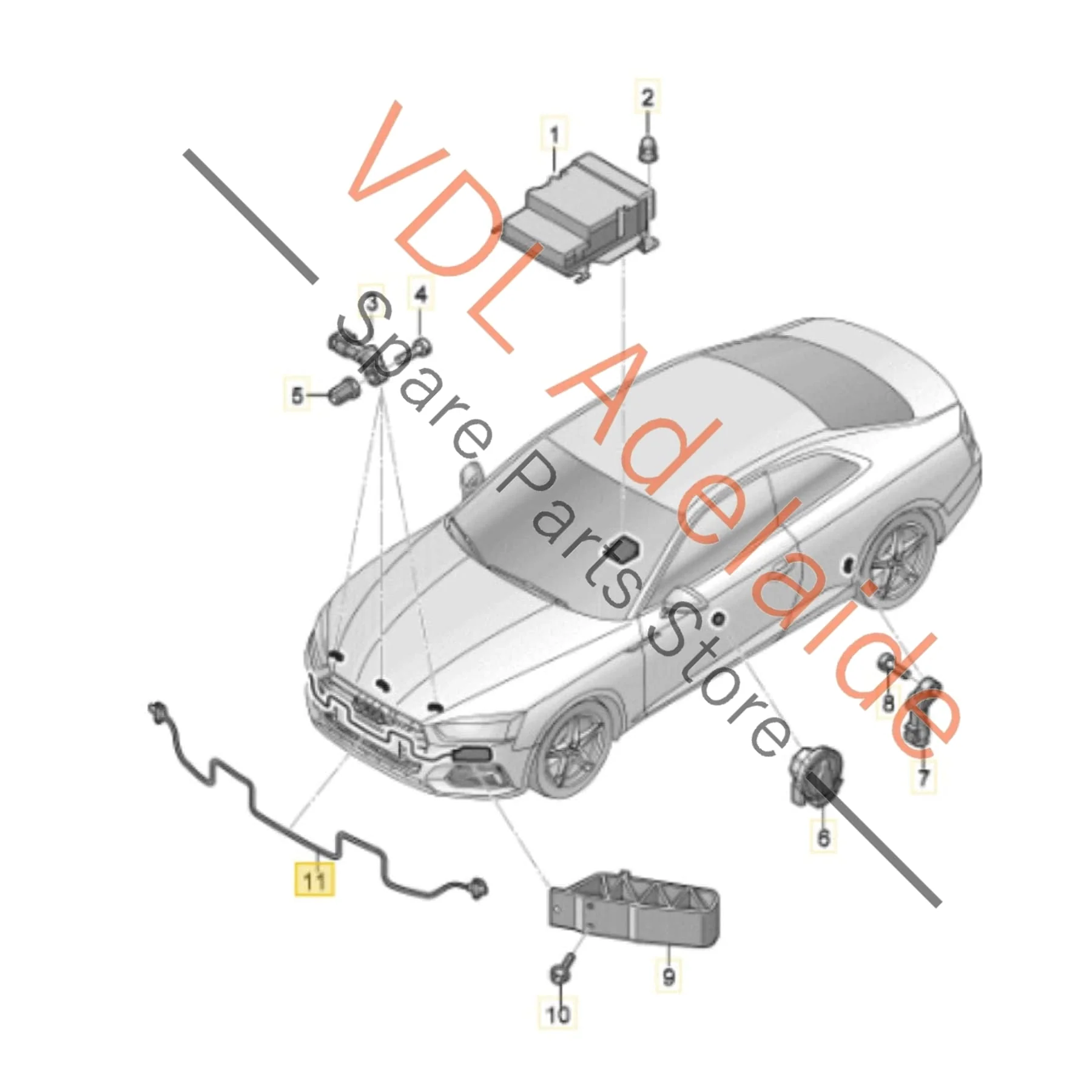 Audi A5 S5 A4 S4 Front Bumper Pressure Hose Sensor for Pedestrian Protection Airbag SRS 8W0959121F - Image 2