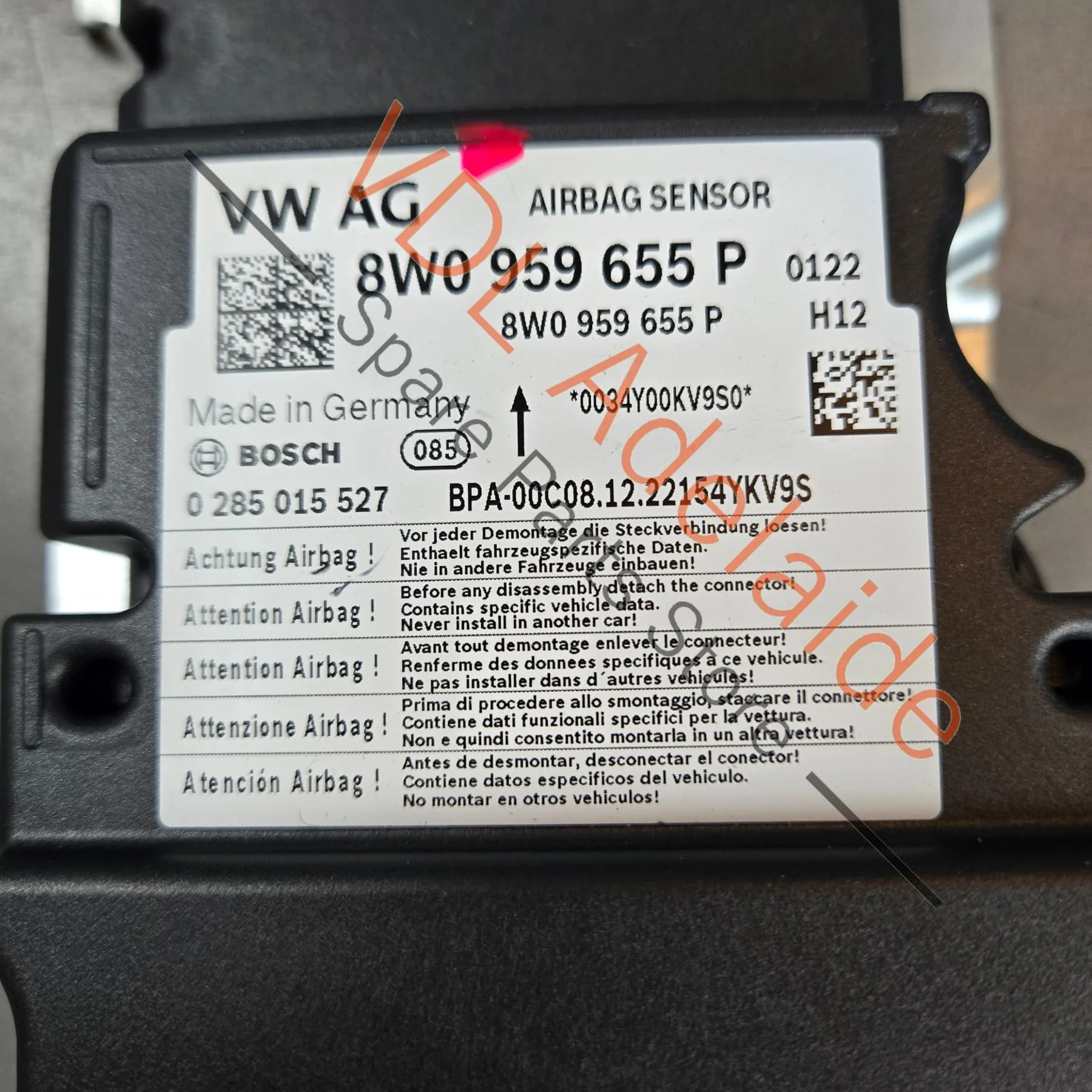 Audi S4 S5 B5 F5 Airbag Control Module 8W0959655P - Image 3