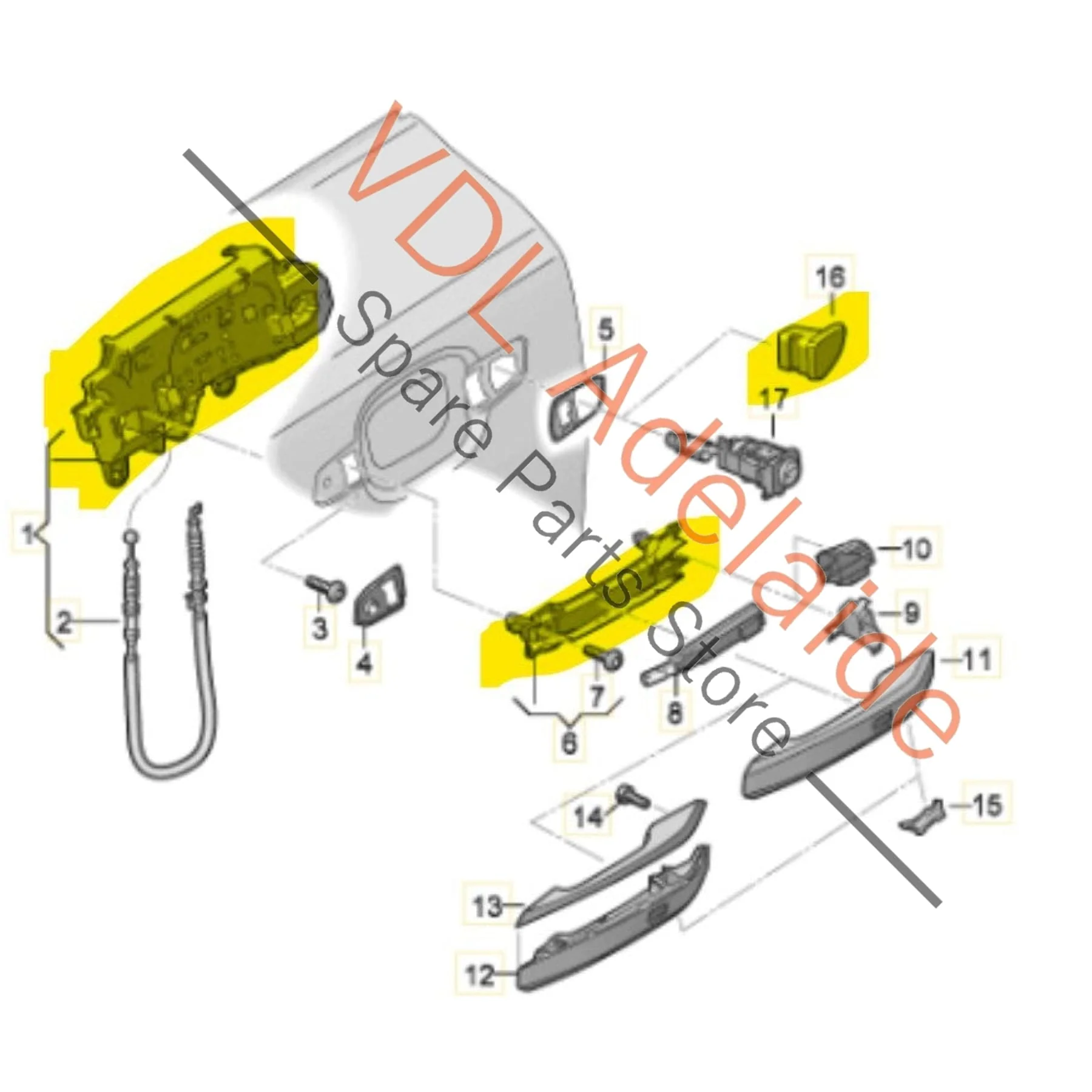 Audi A4 A5 A7 Door Handle Mounting Bar Assembly Left 8W0837811A 8W0837205B - Image 2