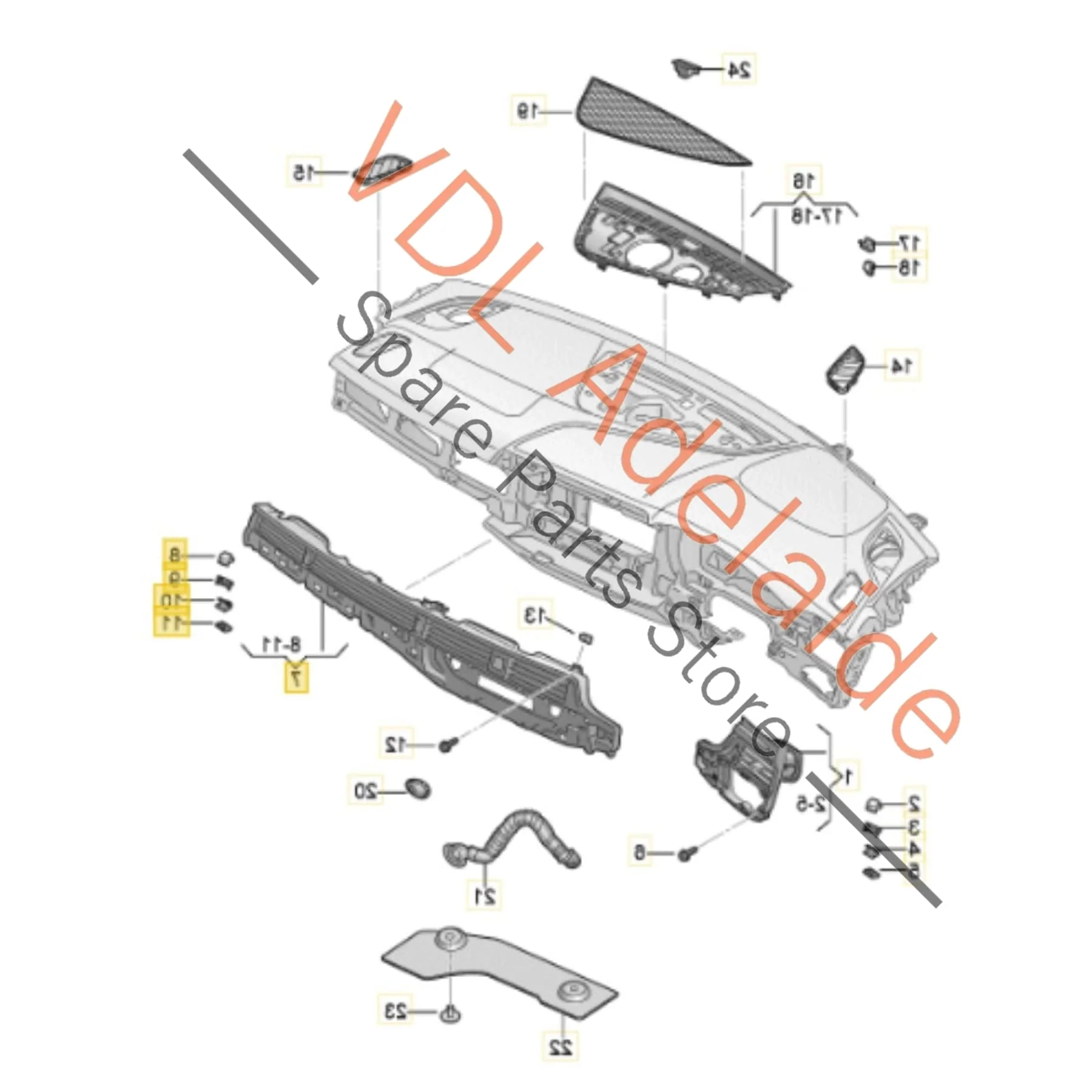 Audi A4 A5 B9 Centre Dashboard Air Vent for RHD 8W2820901B - Image 2