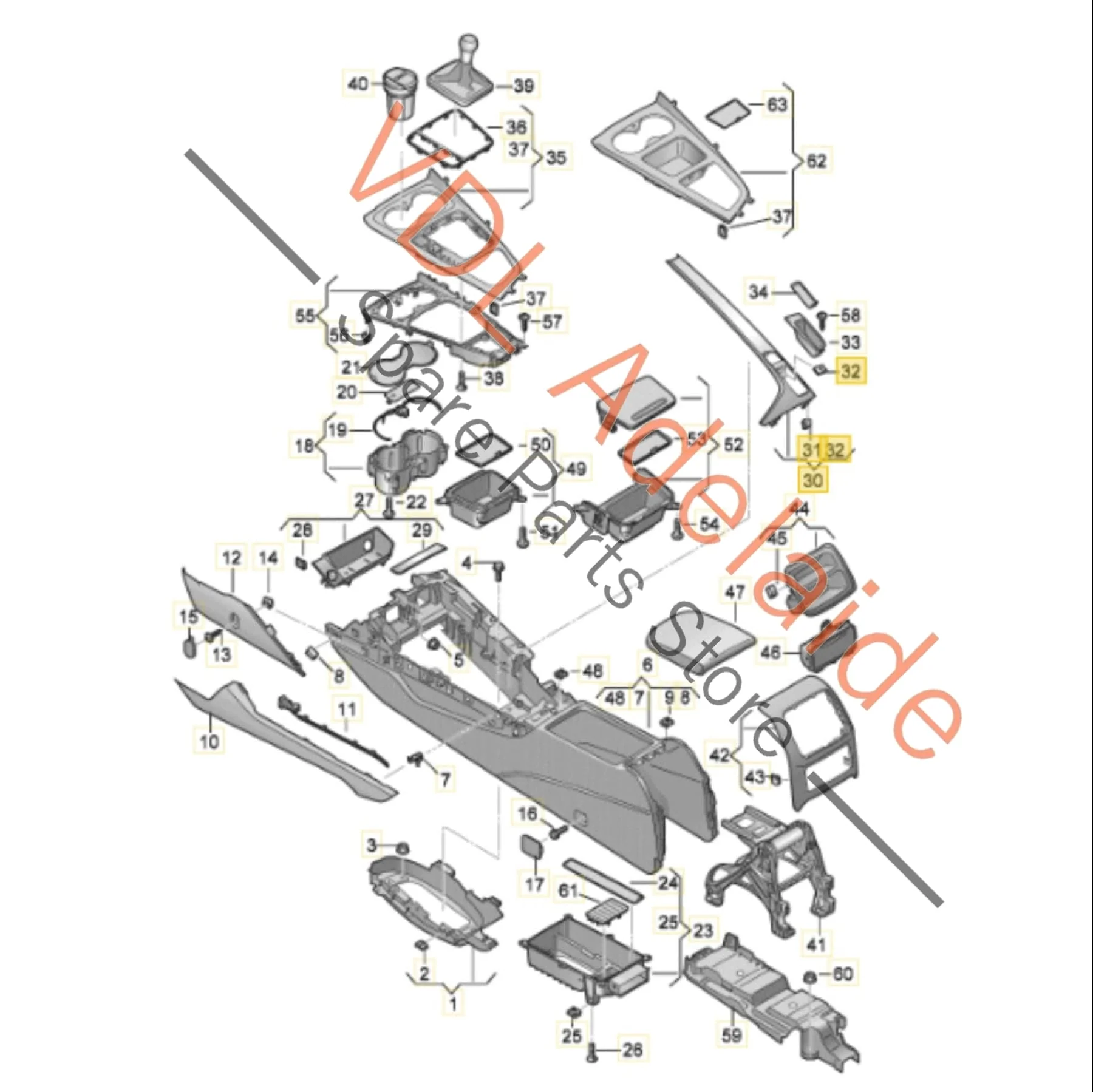 Audi S5 RS5 Set of Carbon Fibre Interior Trim Set Doors and Console 8W2853190T 7V7 8W6867410G 7V7 8W2863969G 7V7 - Image 5
