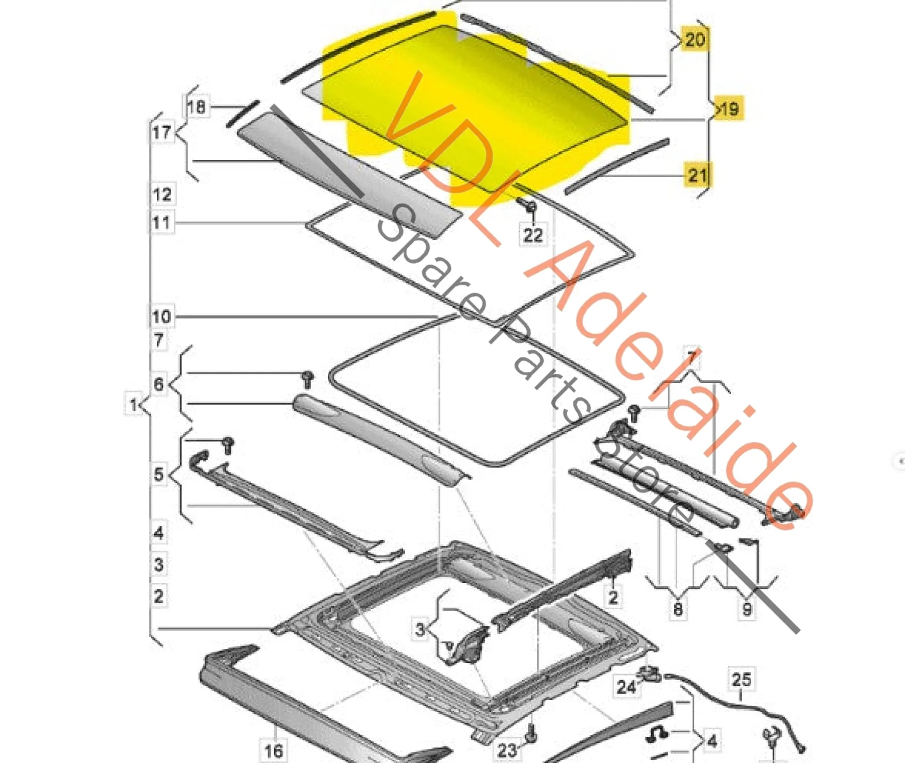 Audi A5 S5 RS5 F5 Panoramic Roof Glass 8W6877056 / C - Image 2