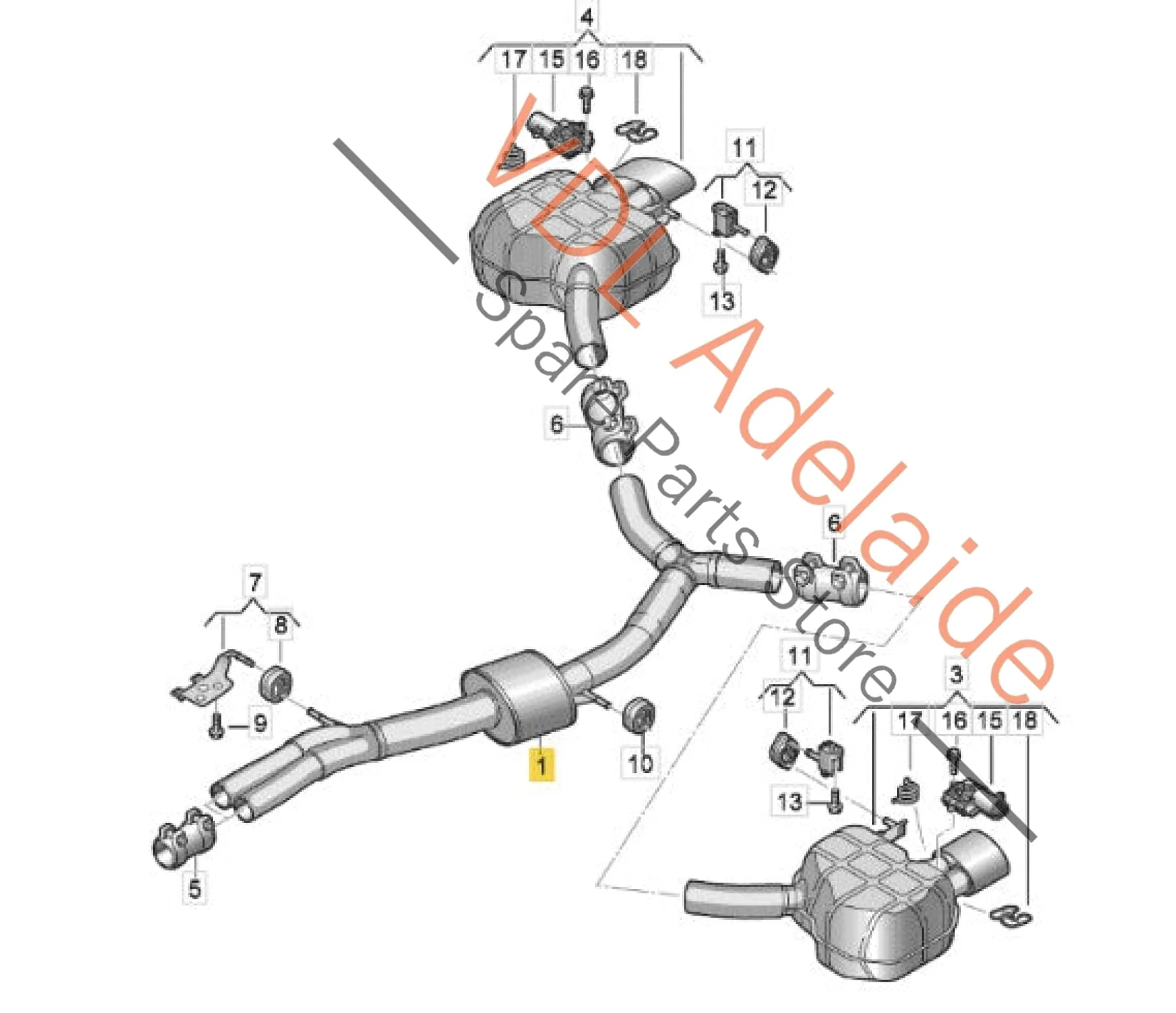 Audi RS5 F5 B9 Exhaust incl Rear Muffler and Tips - Image 2