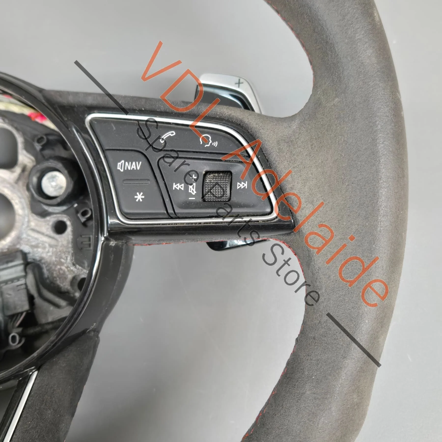 Audi RS5 F5 B9 Flat Bottom Alcantera w Red Stitch Steering Wheel 8W0419091GJ NTW - Image 3