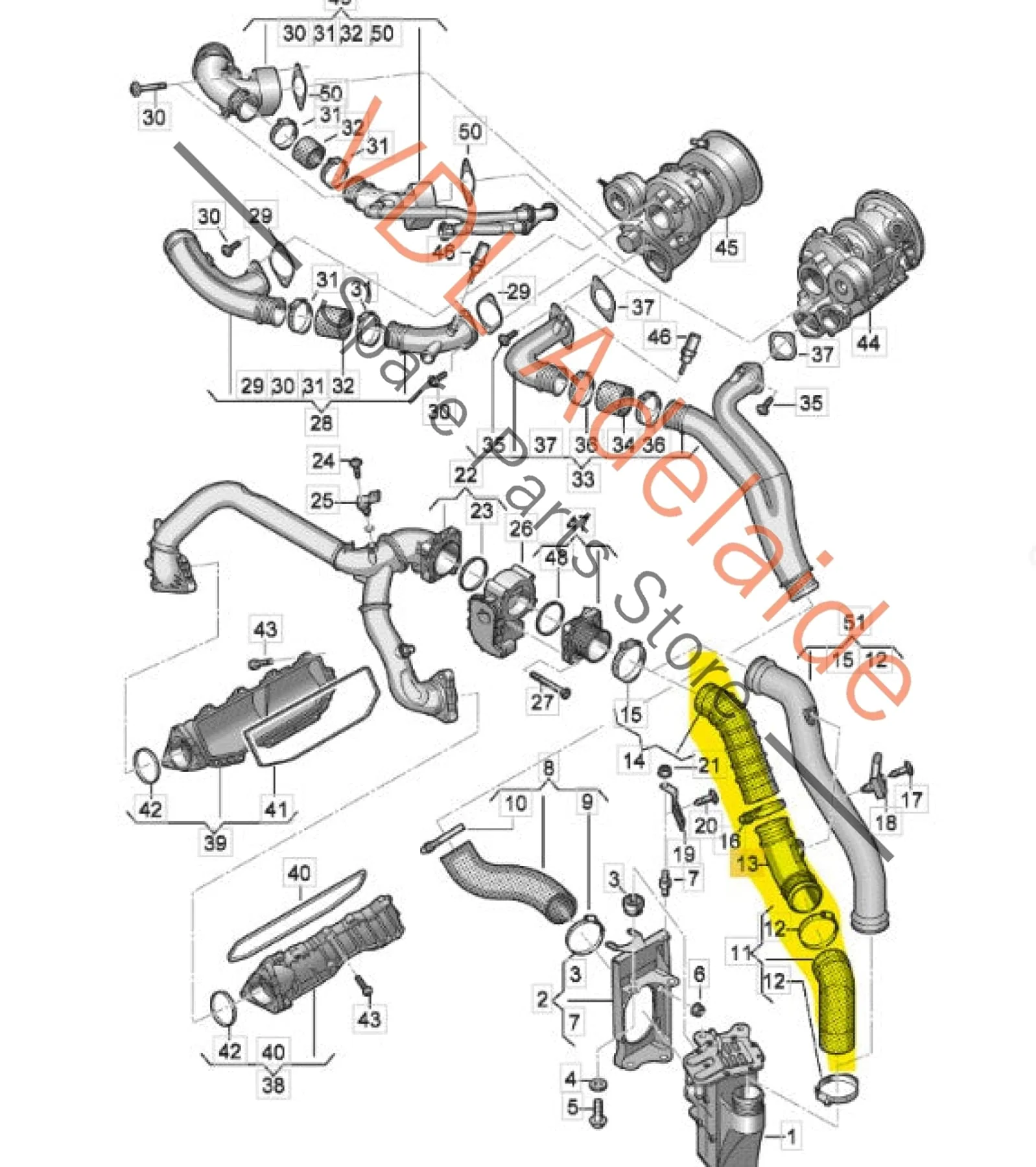 Audi RS4 RS5 2.9 B9 Intercooler Intake Pipe 8W0145673R 8W0145737D - Image 3