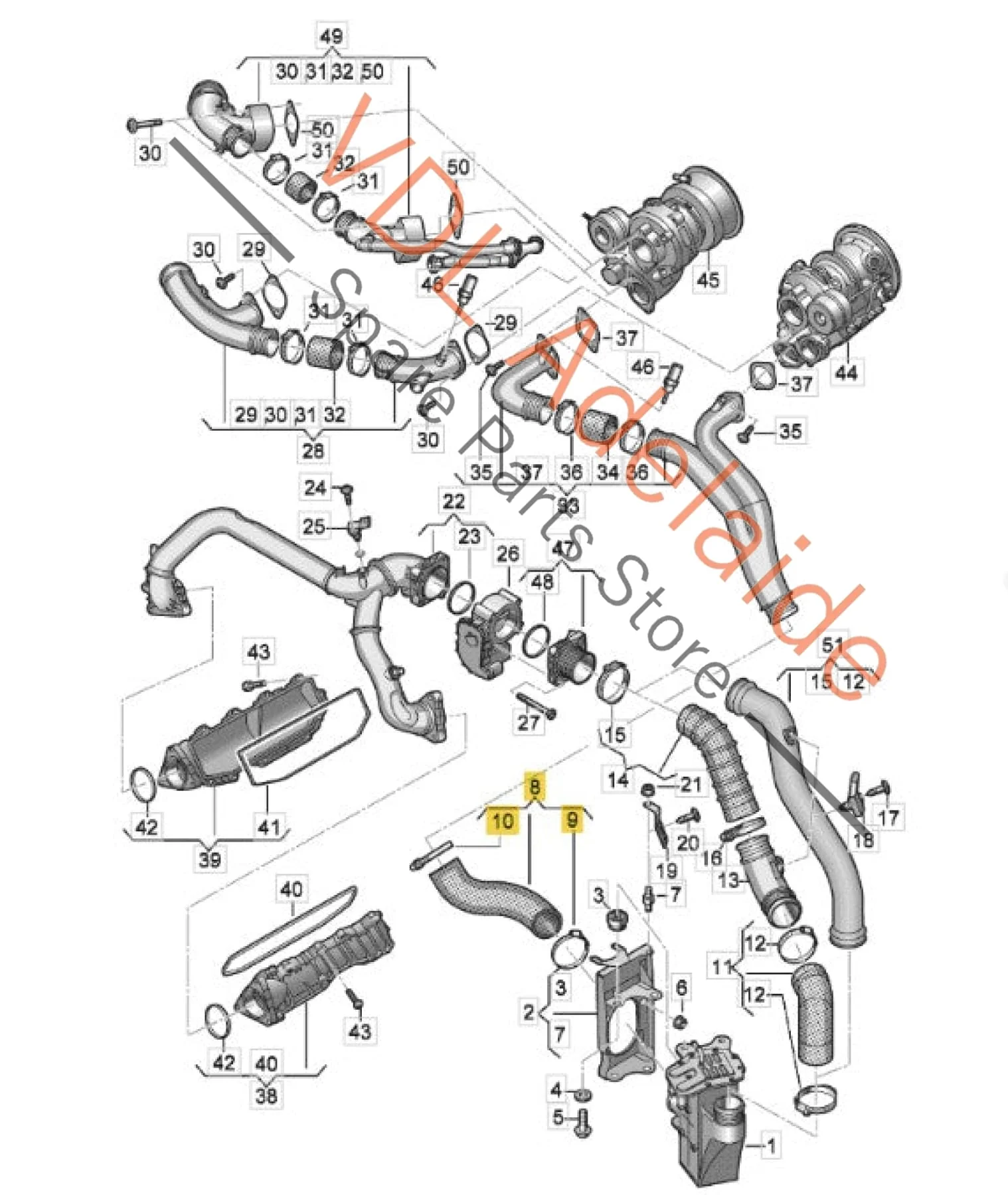 Audi RS4 RS5 2.9 B9 Intercooler Intake Pipe 8W0145555A - Image 2