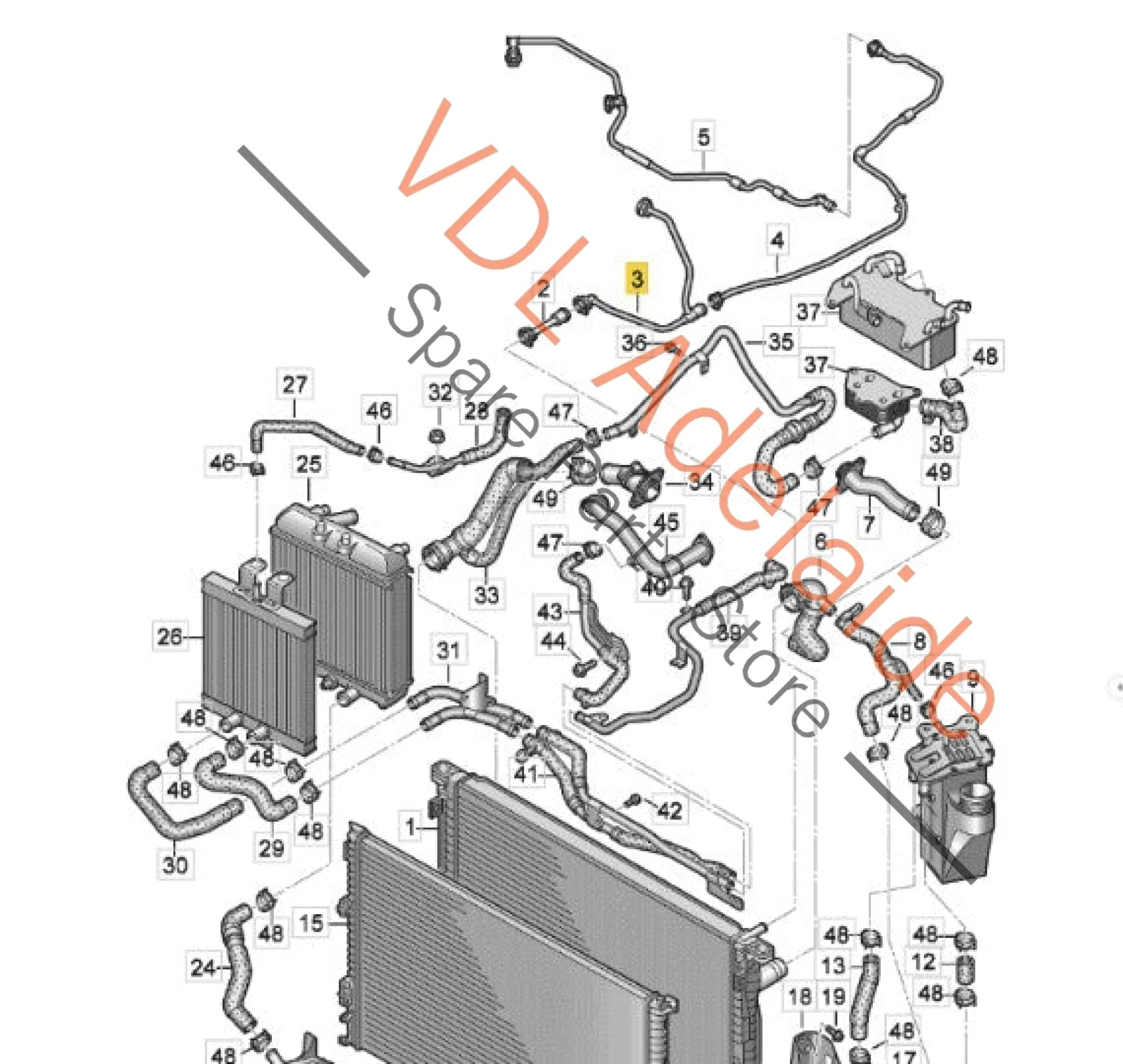 Audi RS4 RS5 Coolant Breather Bleeder Hose 8W0121081Q / 8W0121081DS 8W0122293DL - Image 2