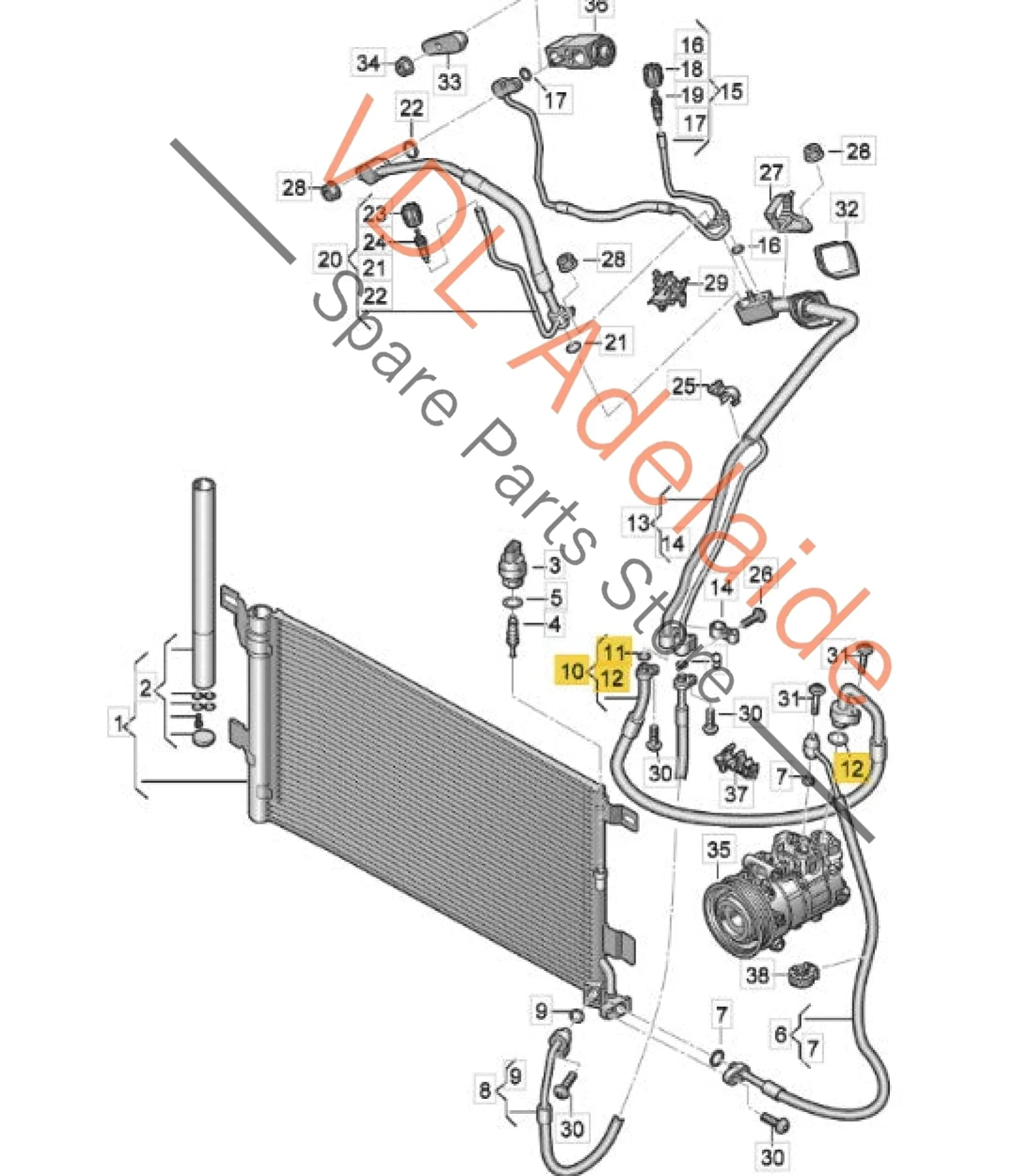 Audi RS5 F5 B9 AC Refrigerant Gas Hose Line Pipe 8W0816743BQ - Image 2