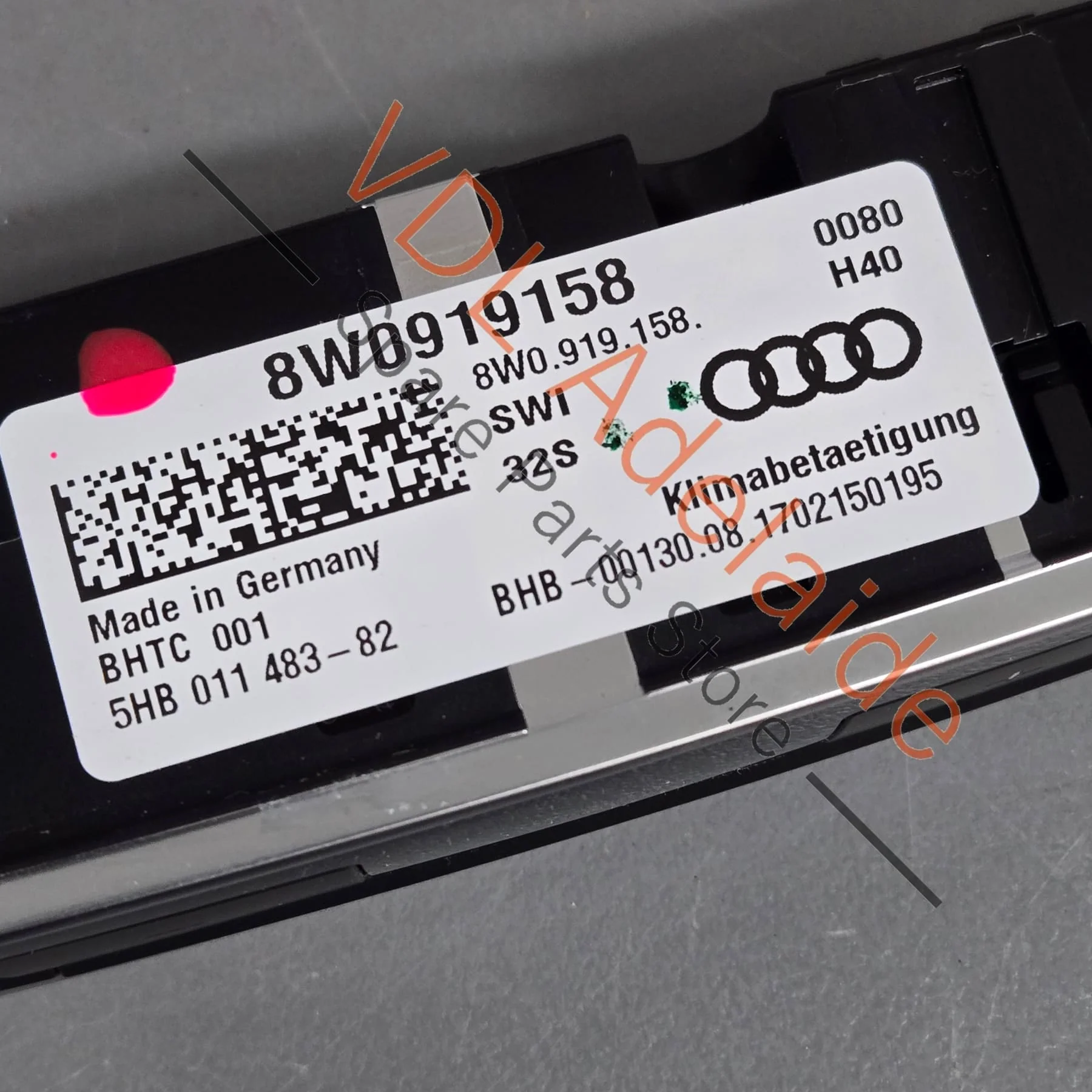 Audi A4 S4 B9 Rear Passenger Air Conditoning Switch Display Unit 8W0919158 SWI 8W0919158C - Image 4