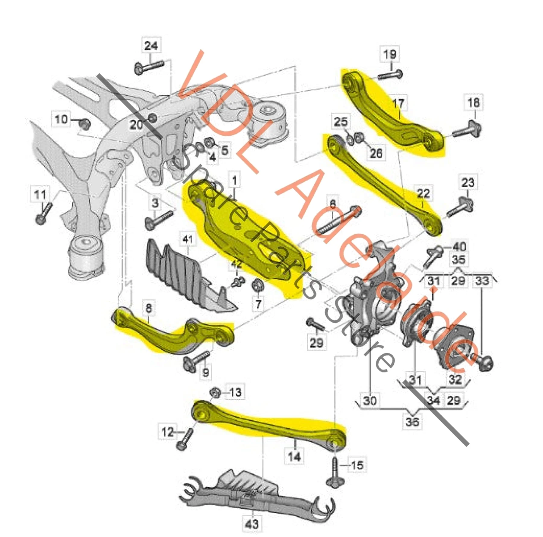 Audi RS4 RS5 B9 Rear Suspension Control Arm Set Right RHS 8W0505311H 8W0505324F 4M0505292D 8W0501530D 8W0505398F - Image 2