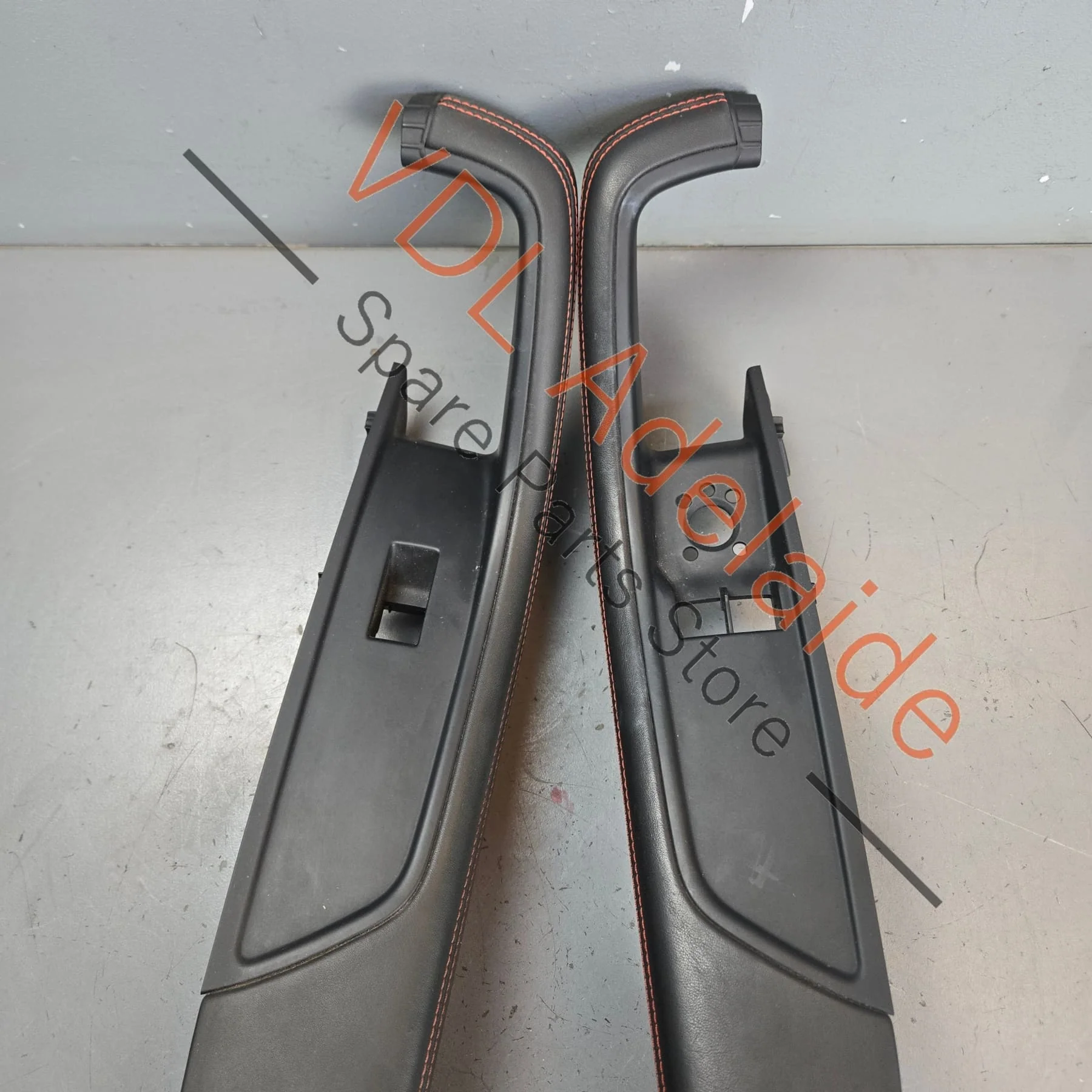 Audi RS5 B9 Interior Door Handle Trim Set Black Leather Red Stitch 8W6867174B MCB 8W6867173B MCB - Image 2
