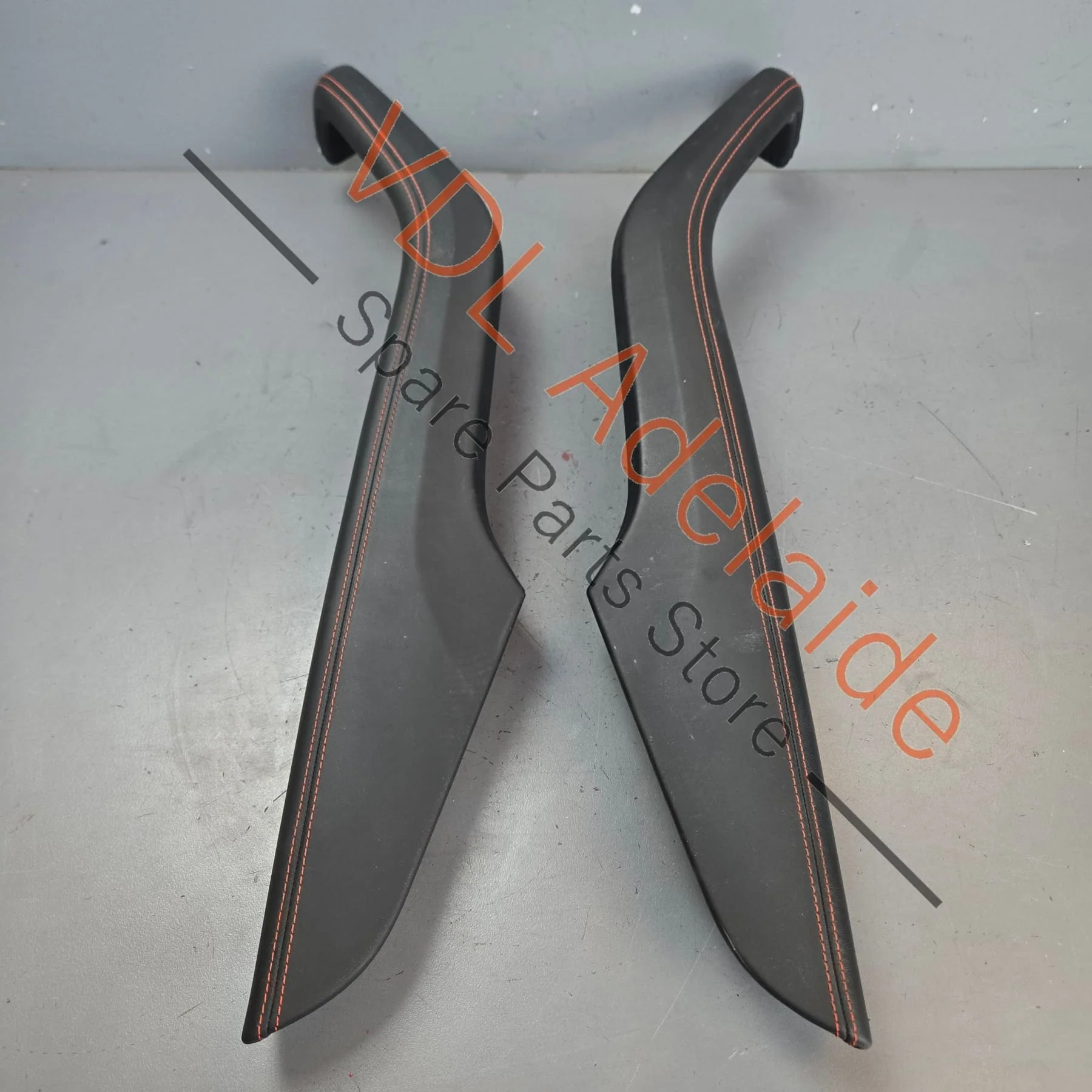 Audi RS5 B9 Interior Door Handle Trim Set Black Leather Red Stitch 8W6867174B MCB 8W6867173B MCB - Image 3