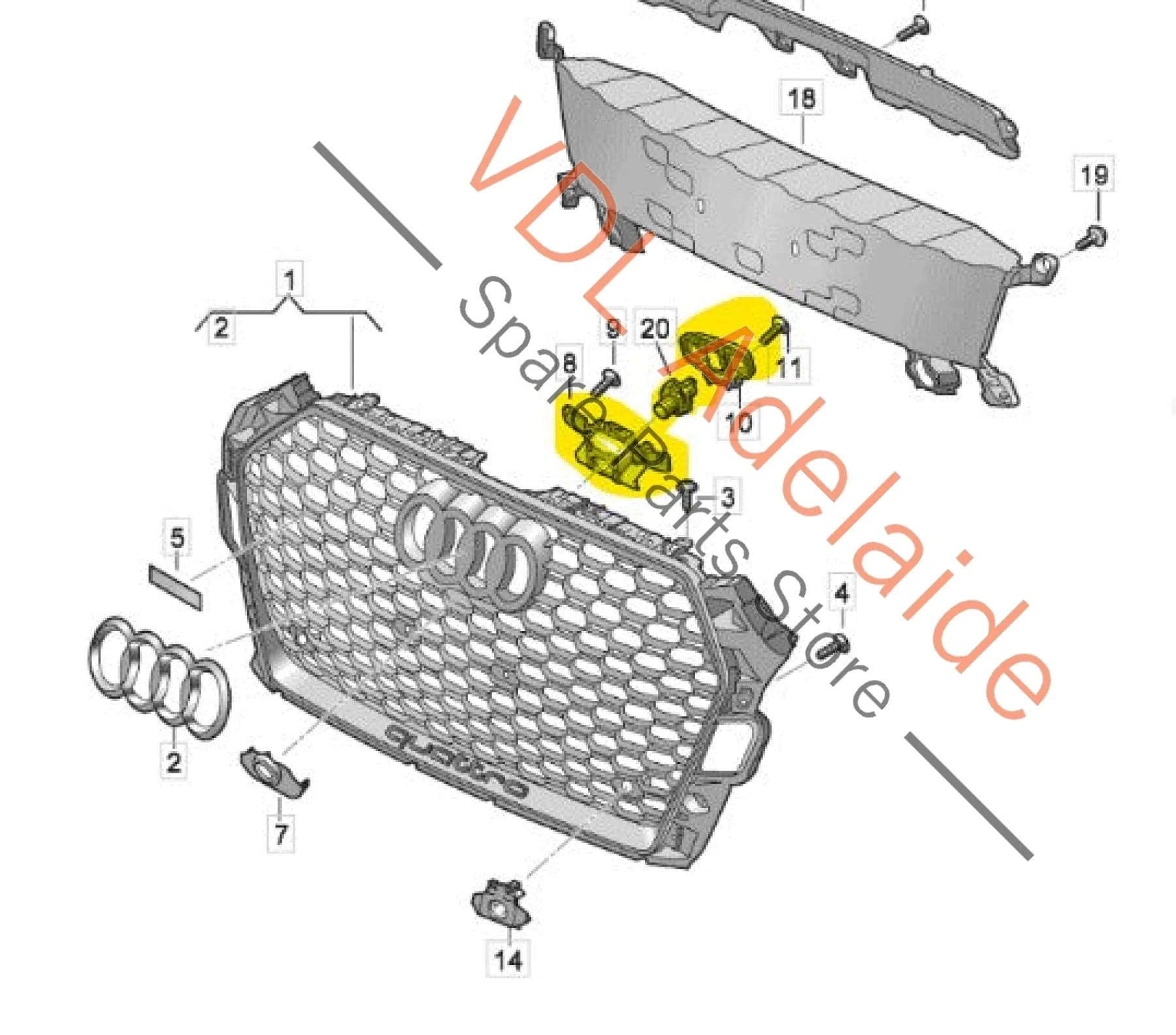 Audi RS5 B9 Front Bumper Camera with mounting bracket 5Q0980546A 8W0971192 8W6853231C - Image 2