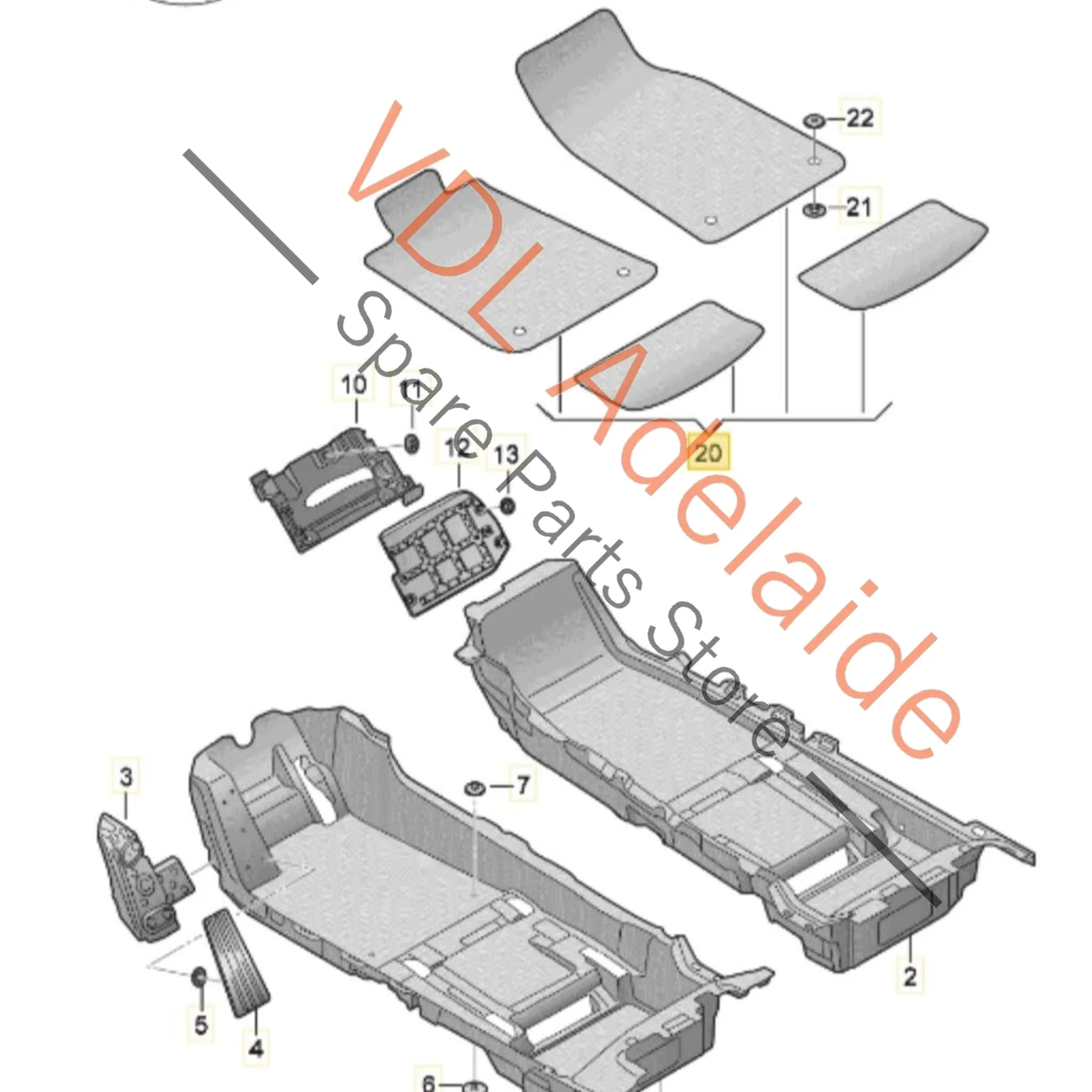 Genuine Floor Mat Set Audi e-Tron 4J3864435C OS5 - Image 2