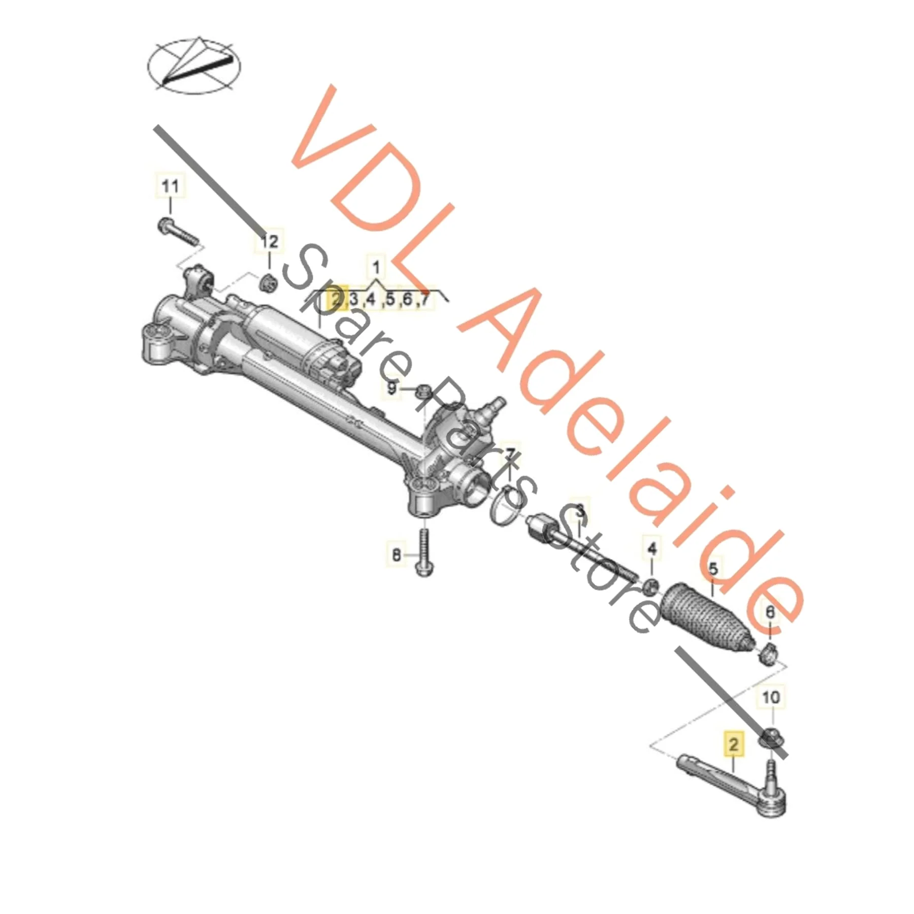 Pair of Audi e-Tron Porsche Taycan Front Steering Tie Rod Rack Ends 9J1423811B 9J1423812B - Image 2