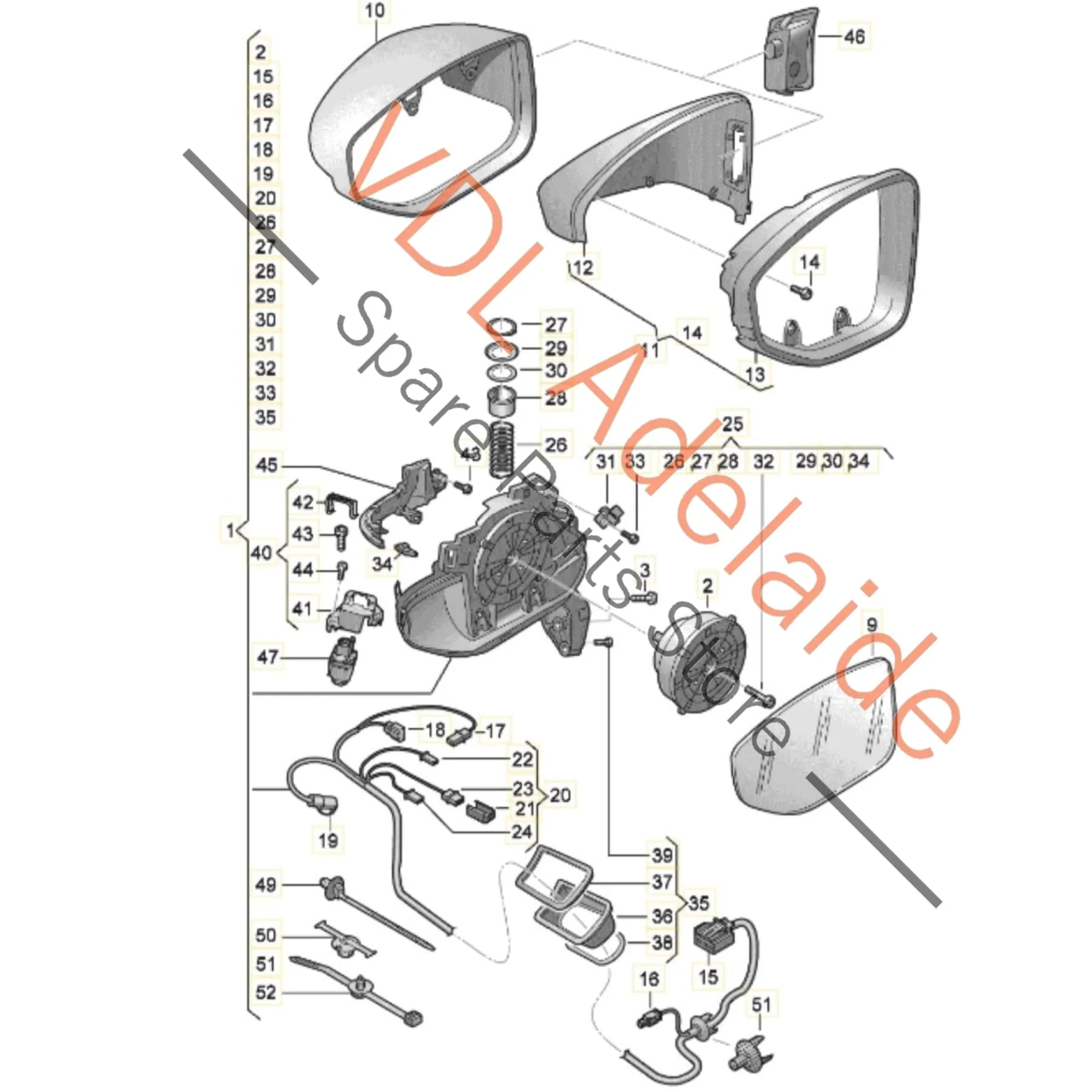 Audi e-Tron GT Left Side Exterior Wing Mirror Automatic Anti Dazzle Power Folding Heated - Image 2