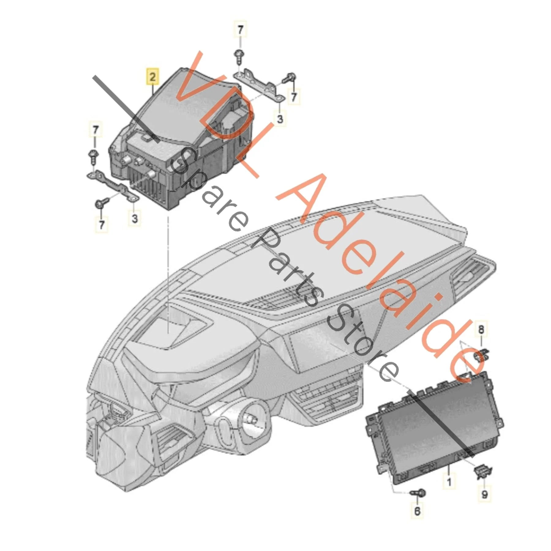 Audi E-Tron GT Control unit for windscreen projection Head-up Head up Display RHD 4J3919618 - Image 2