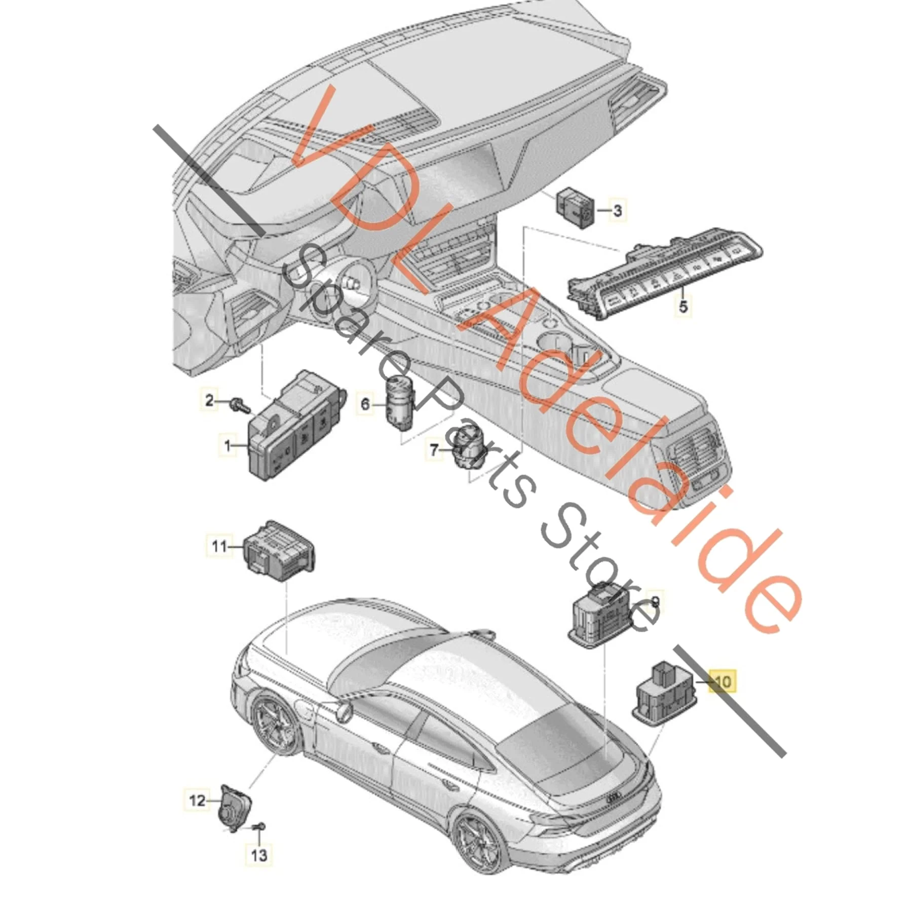 Audi e-Tron Power Boot Trunk Open Close Button Switch 971959832C - Image 2