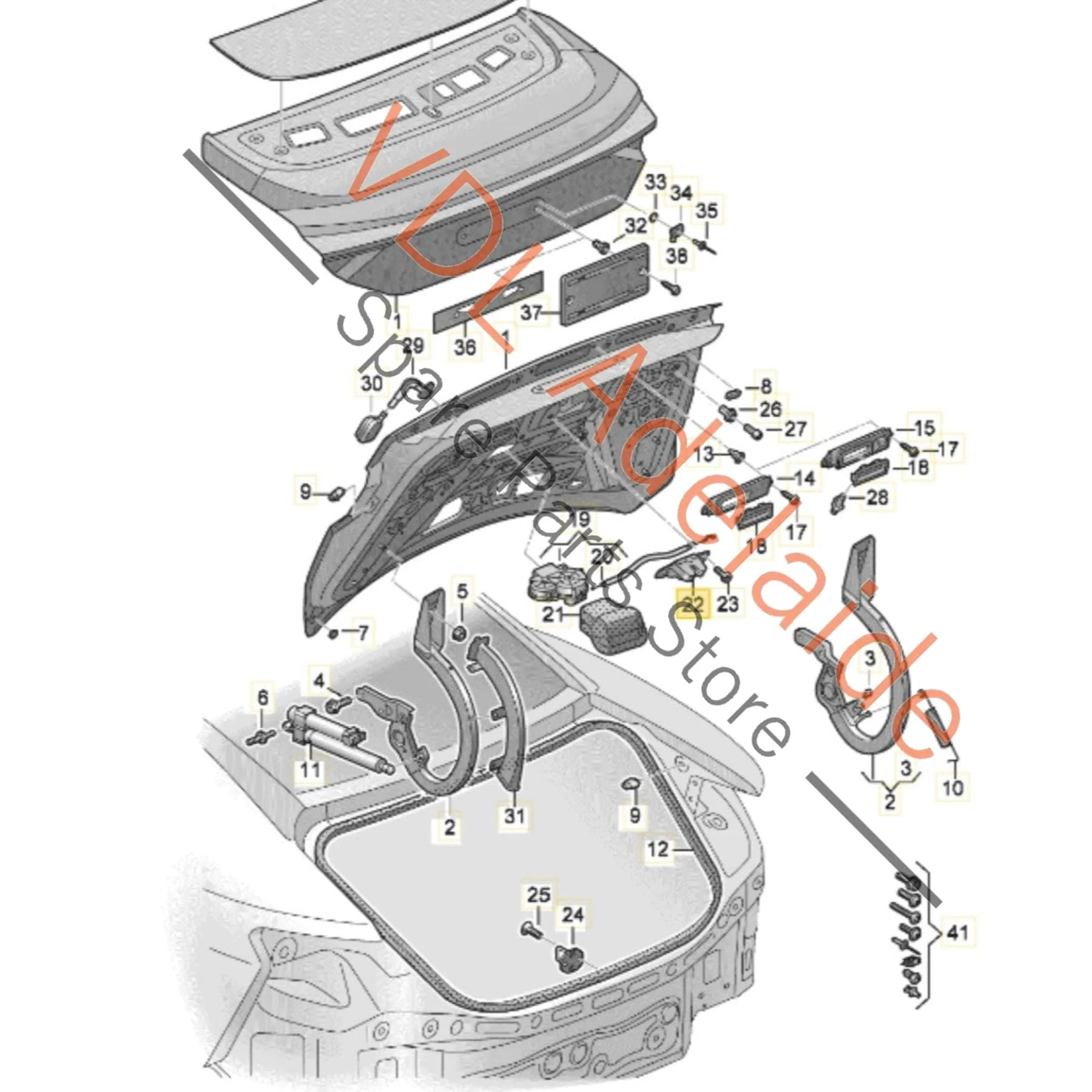 Audi e-Tron Porsche Taycan Rear Lid Boot Lock 9J1827447B - Image 2