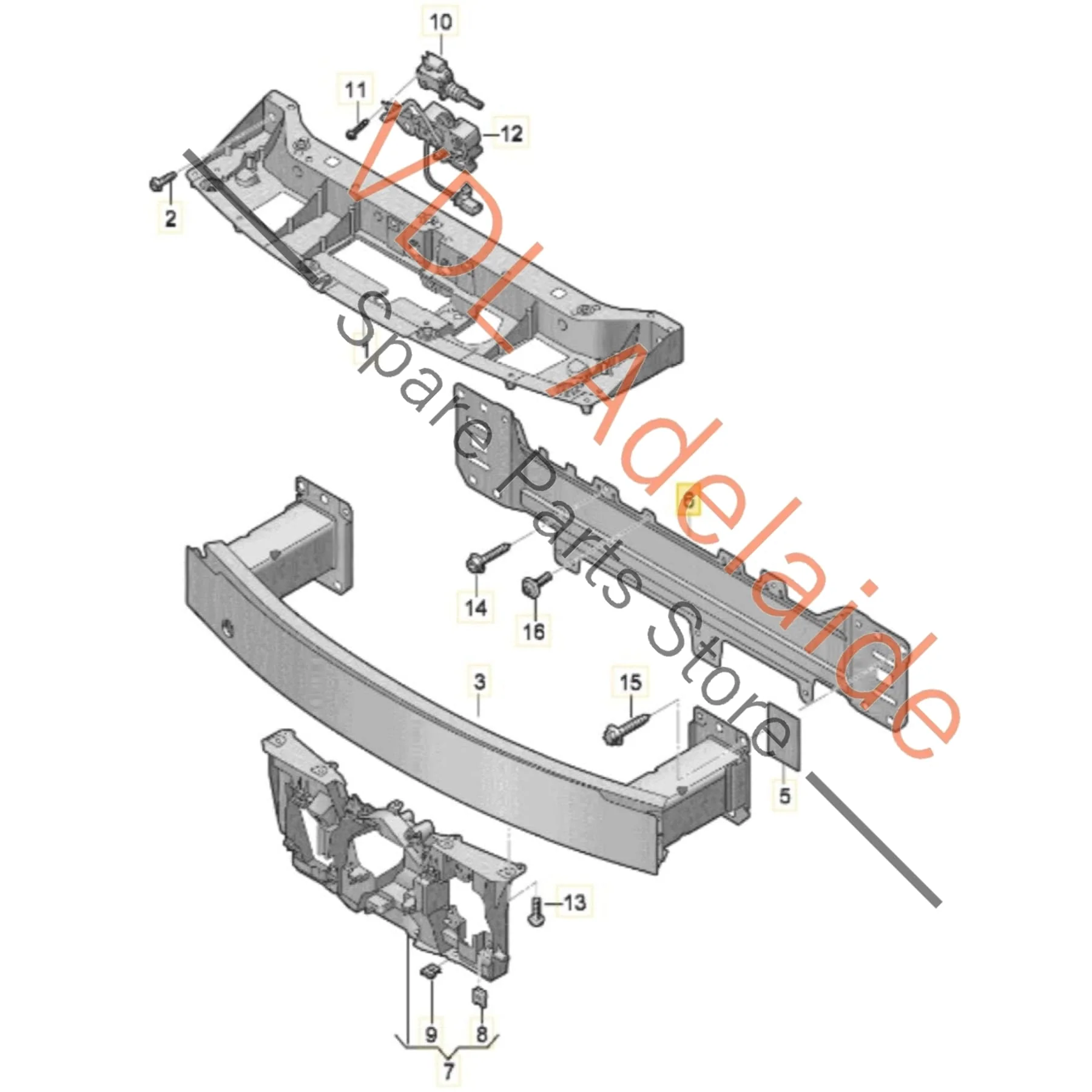 Audi e-Tron GT Front Radiator Support Brace Panel Pull Strap 9J1805353 - Image 3