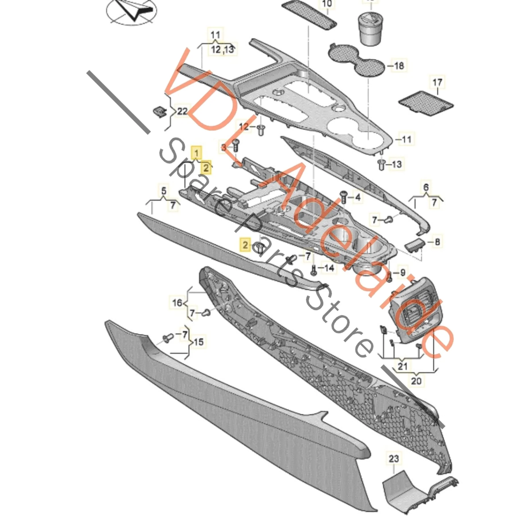 Audi e-Tron GT Interior Centre Console Bracket Base 4J3863244A - Image 2
