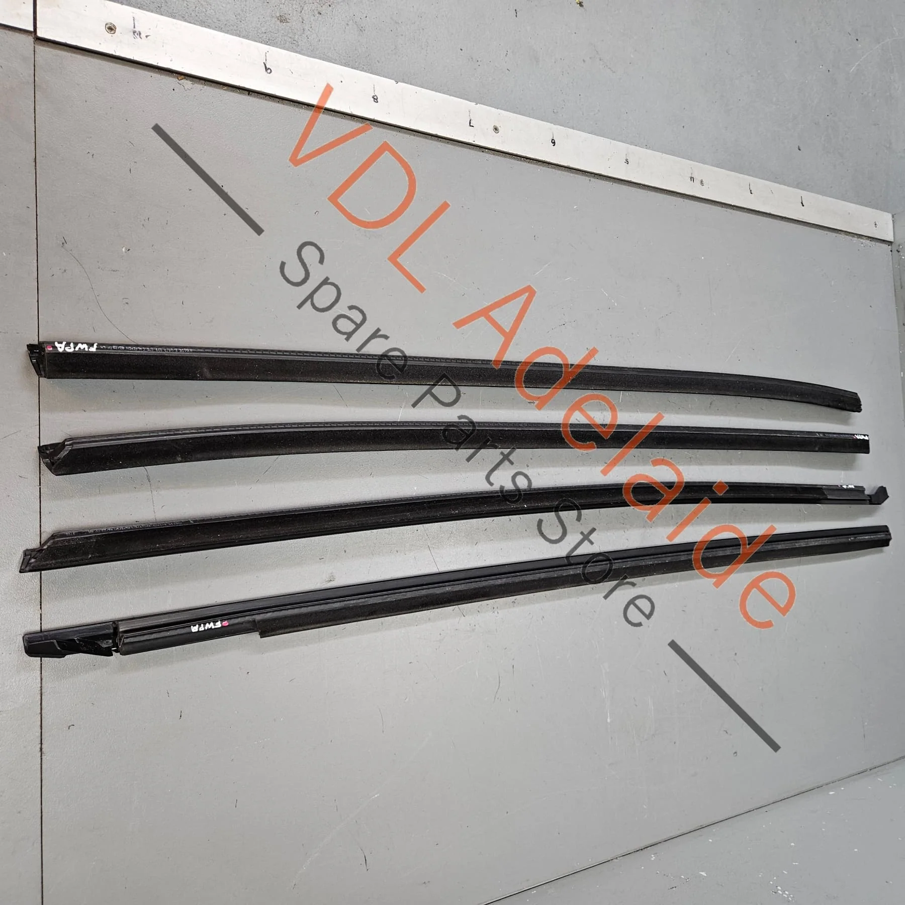 Audi e-Tron GT Door Aperture Window Slot Seal Gloss Black Exterior Moulding Set - Image 7