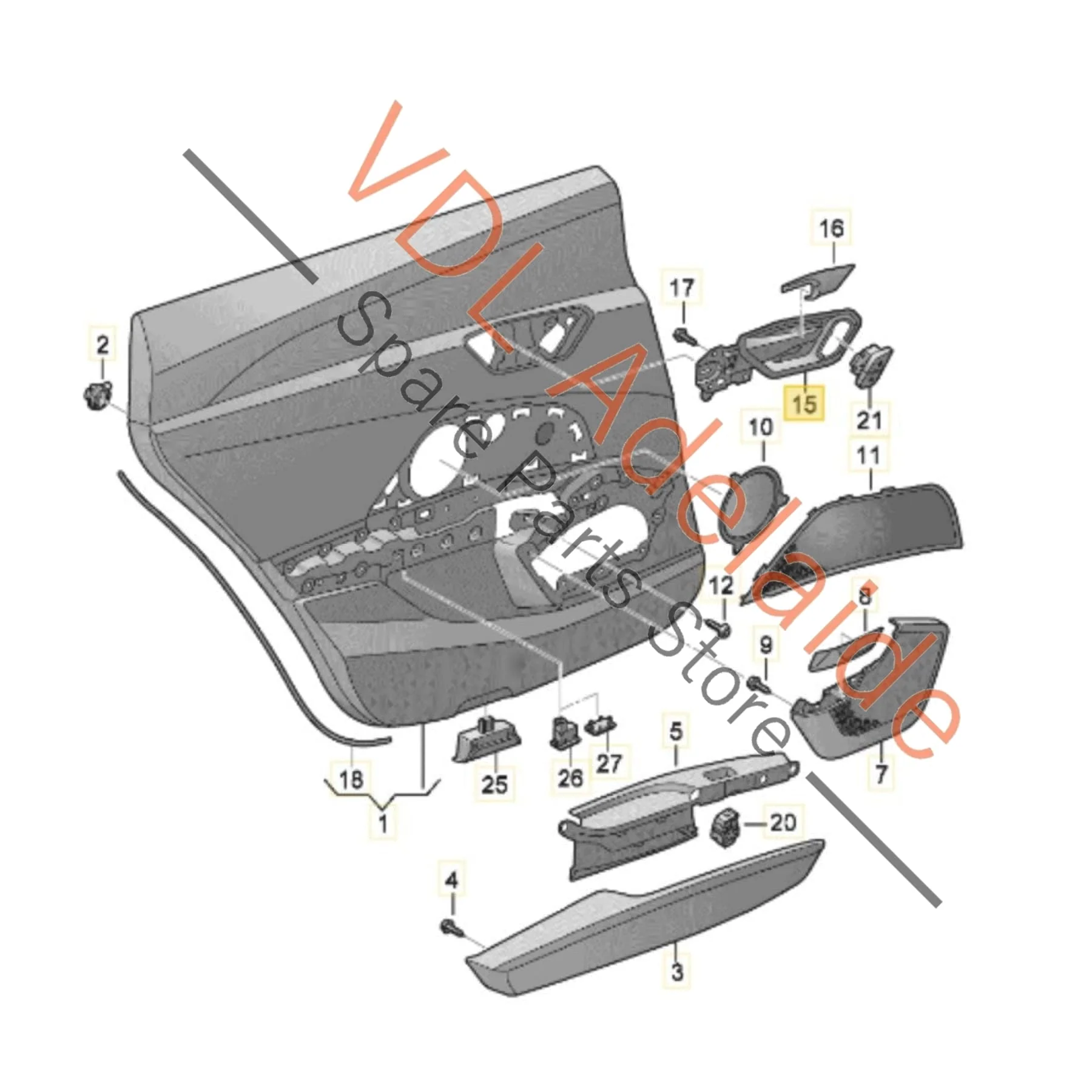 Audi e-Tron Interior Door Handle Pull Left Rear 4KE839019D 4PK - Image 2