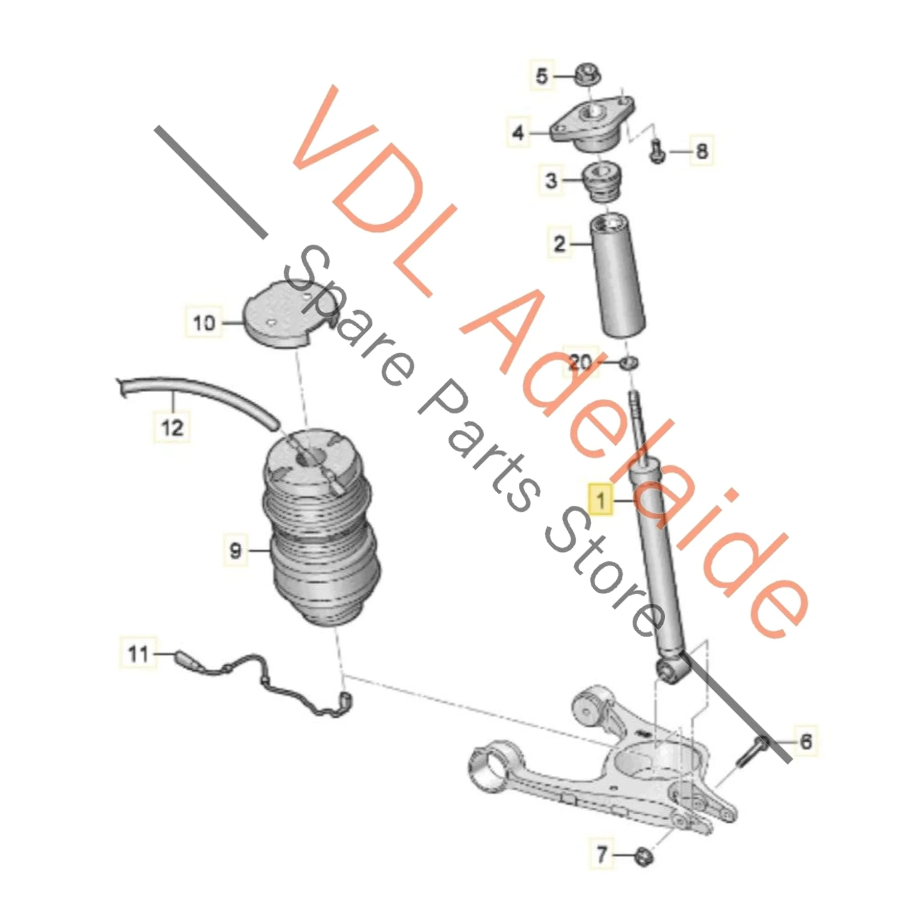 Porsche Taycan Audi e-Tron GT Rear Shock Absorber 9J1513035E - Image 2