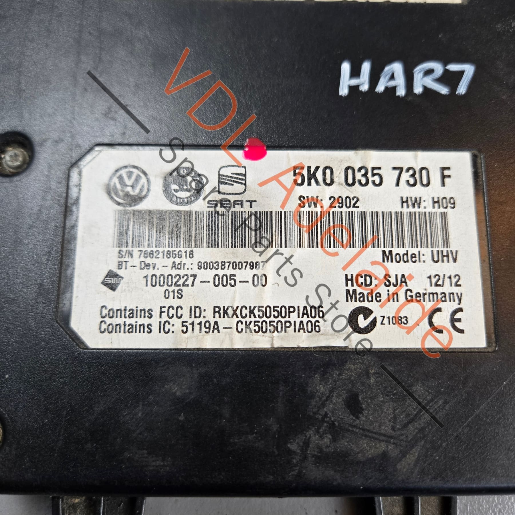 Genuine VW Bluetooth Phone Control Module Adapter 5K0035730F - Image 2
