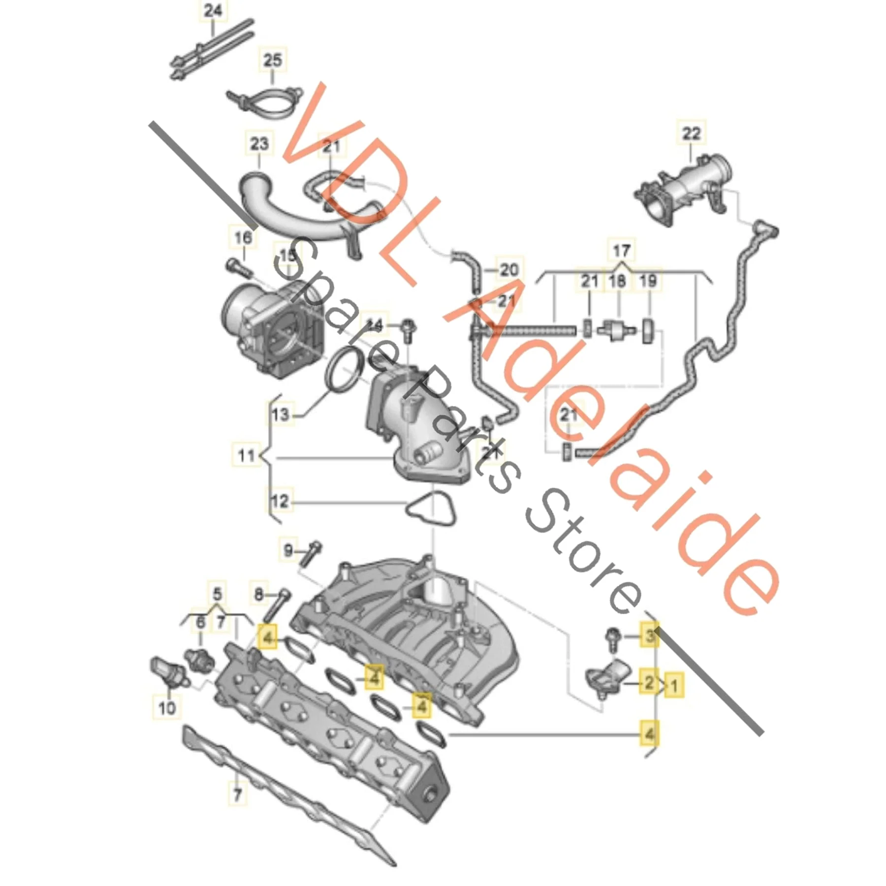 VW 1.4 Inlet Manifold 03C129711AE 03C129709BA Plastic w Sensor 03G906051M - Image 2