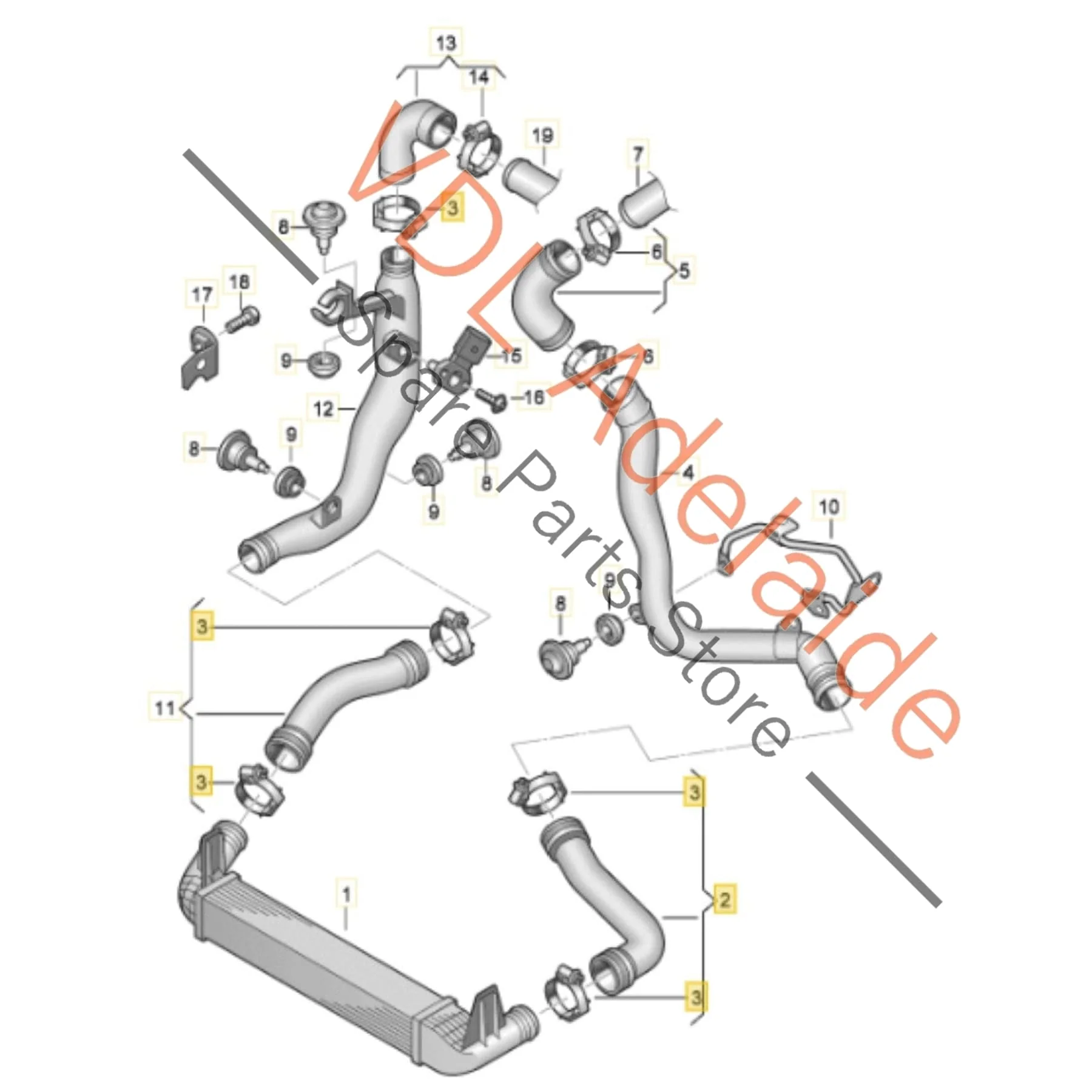 VW Polo 1.4 Gti Left Side Intercooler Hose Pipe 6R0145832B - Image 2