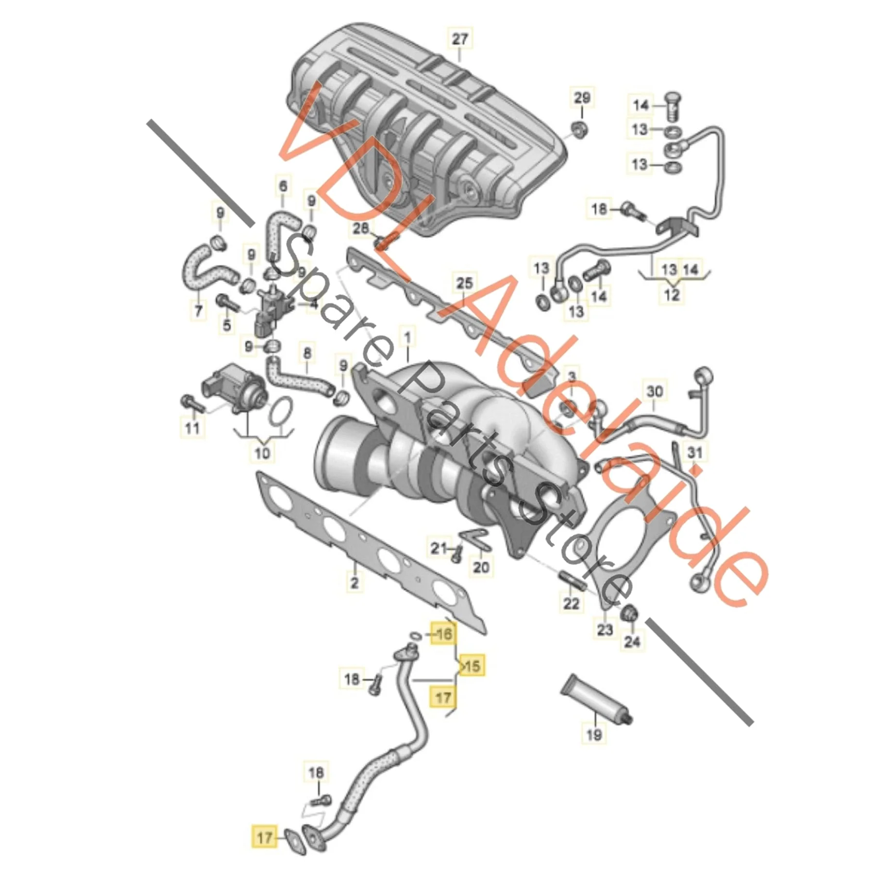 VW 1.4 TFSI CAV Turbo Oil Drain Pipe 03C145735C - Image 2