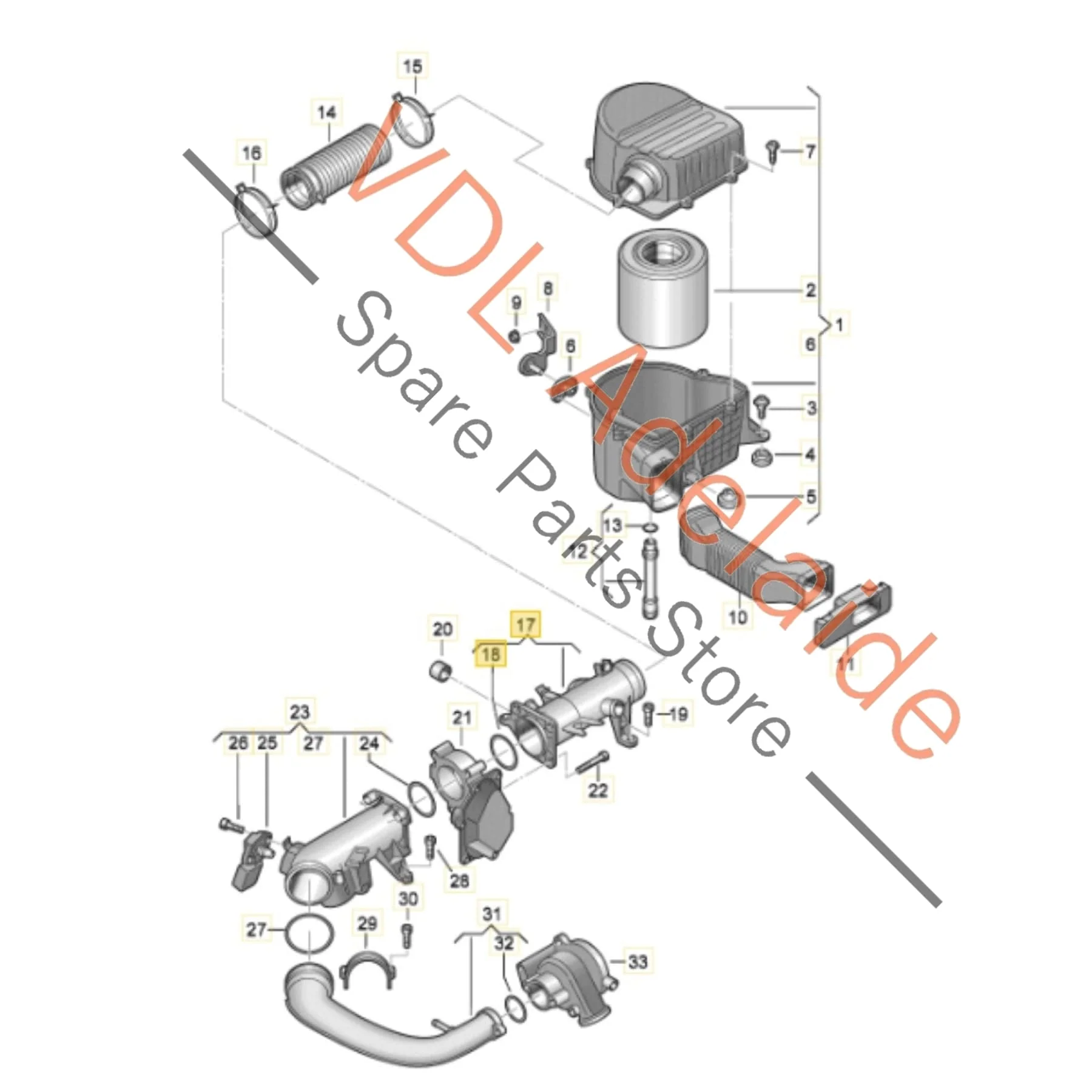 VW 1.4 TFSI Throttle Valve Adapter Pipe Intake 03C129617H 03C129617G - Image 2