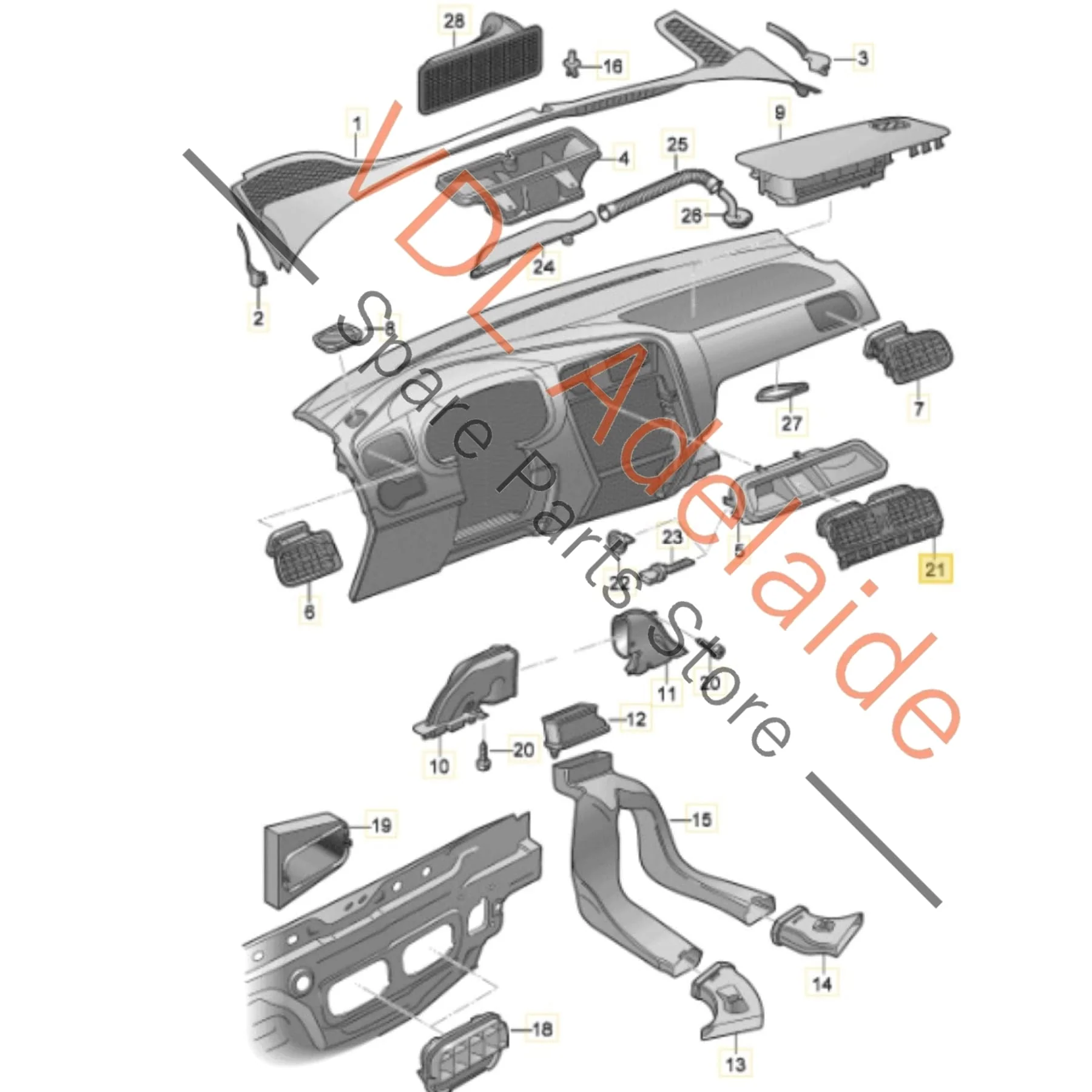VW Polo MK5 6R Gti Centre Air Vent for Air Conditioning 6RF819728C N0R Gloss Black - Image 2