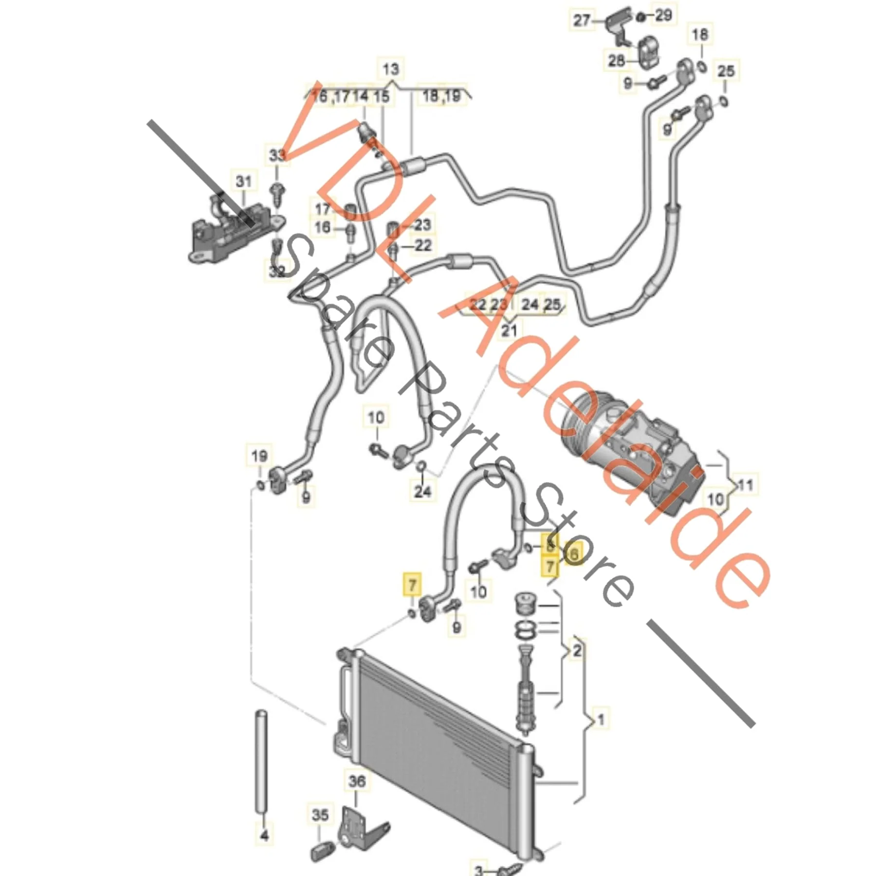 VW Polo AC Refrigerant Gas Pressure Line 6R0820721H - Image 2