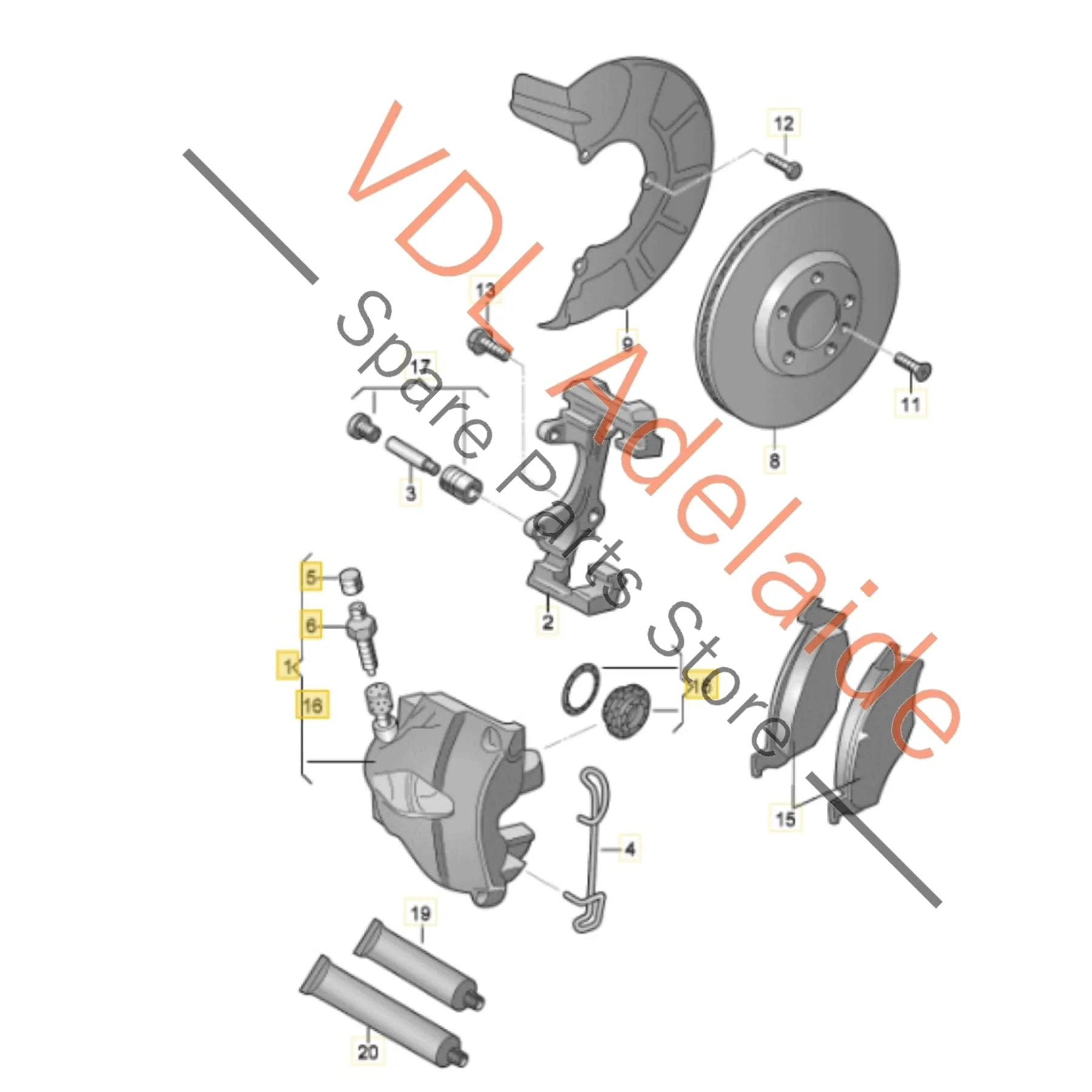 VW Polo Gti Front Brake Caliper Set Left & Right with carriers & Bolts 1K0615123M 6R0615125A 288mm x 25mm - Image 2