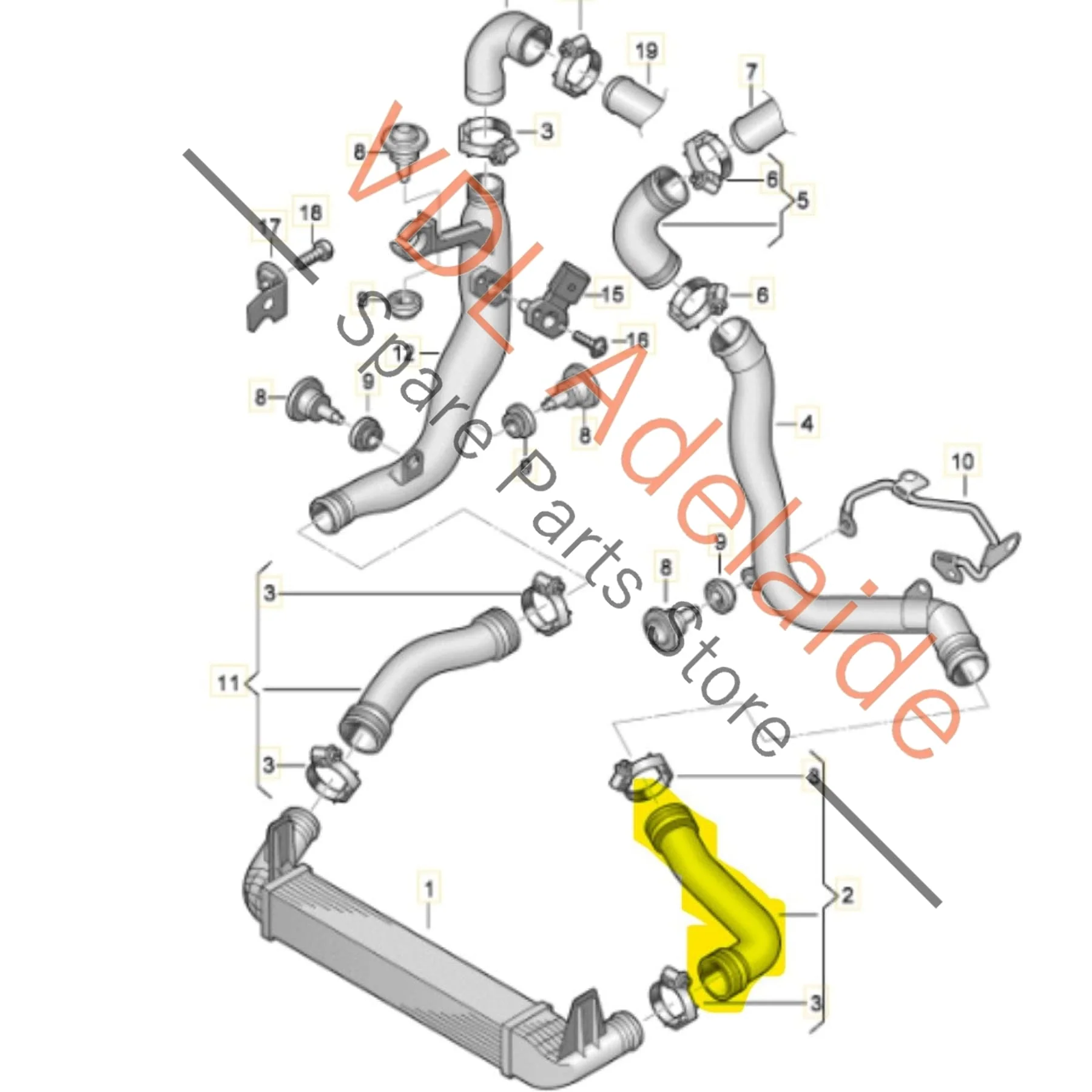 VW Polo Gti Left Side Intercooler Pipe Hose 6R0145832B - Image 3