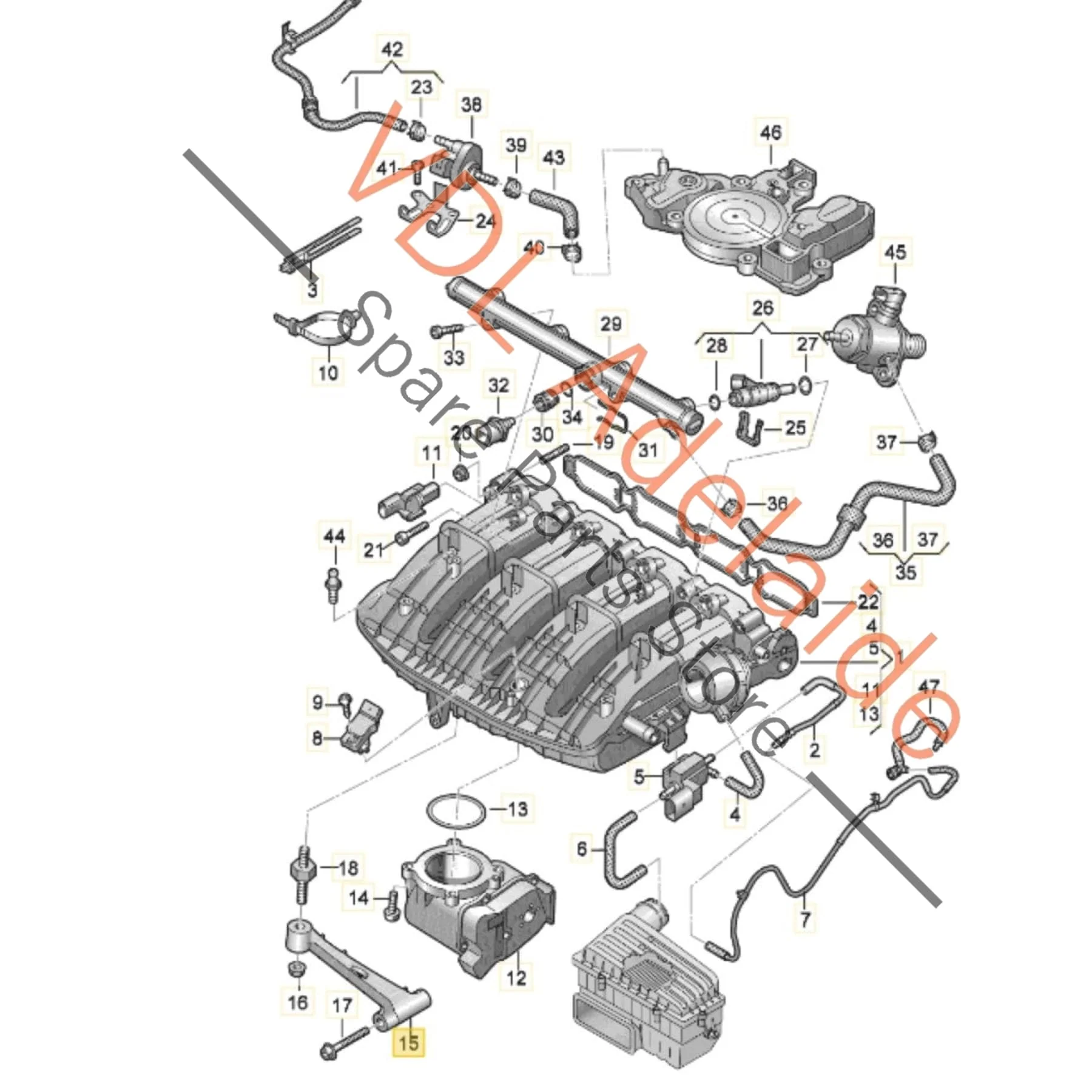VW Audi Inlet Manifold Support Brace Aluminium Bracket 06L129723C - Image 2
