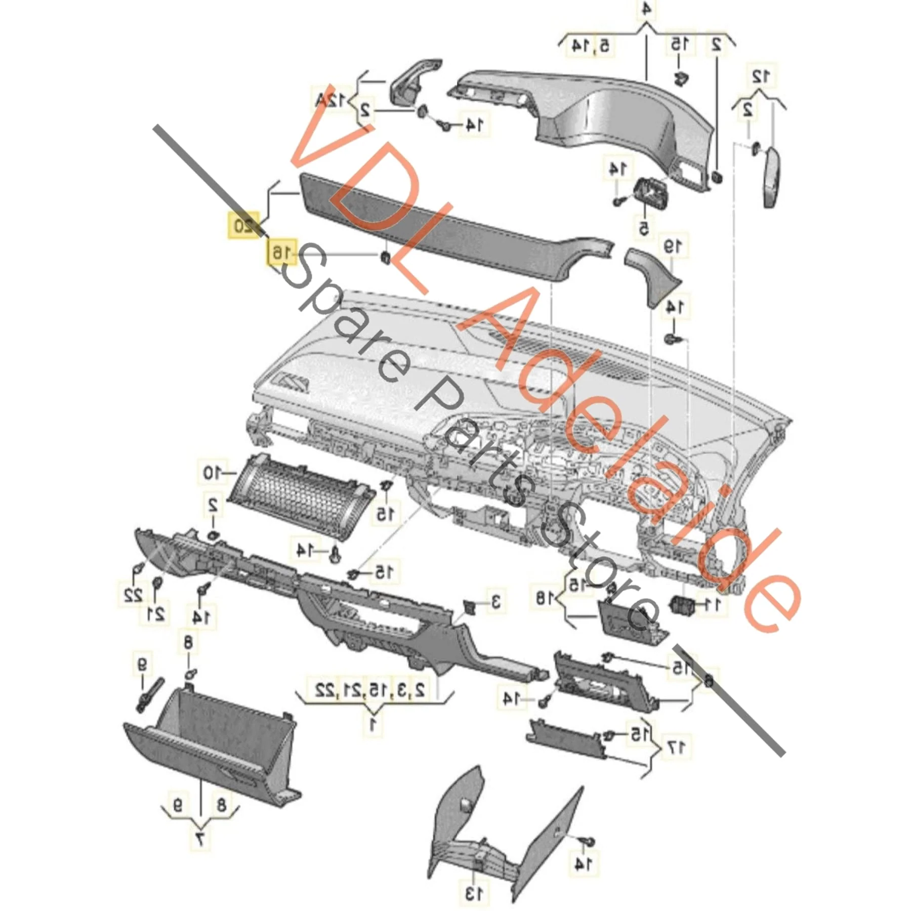 Cupra Born eBoost K11 Dashboard Trim Inlay Aluminium look 10H8543778CJ for RHD models - Image 2