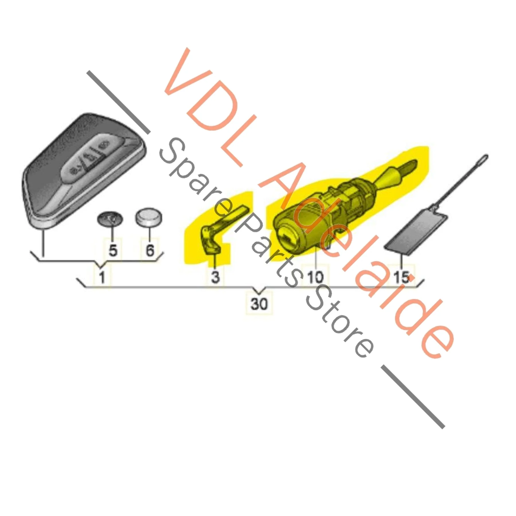 VW Golf MK8 Cupra Born Right Front Door Lock Cylinder Barrel with Key 107837168HF - Image 2