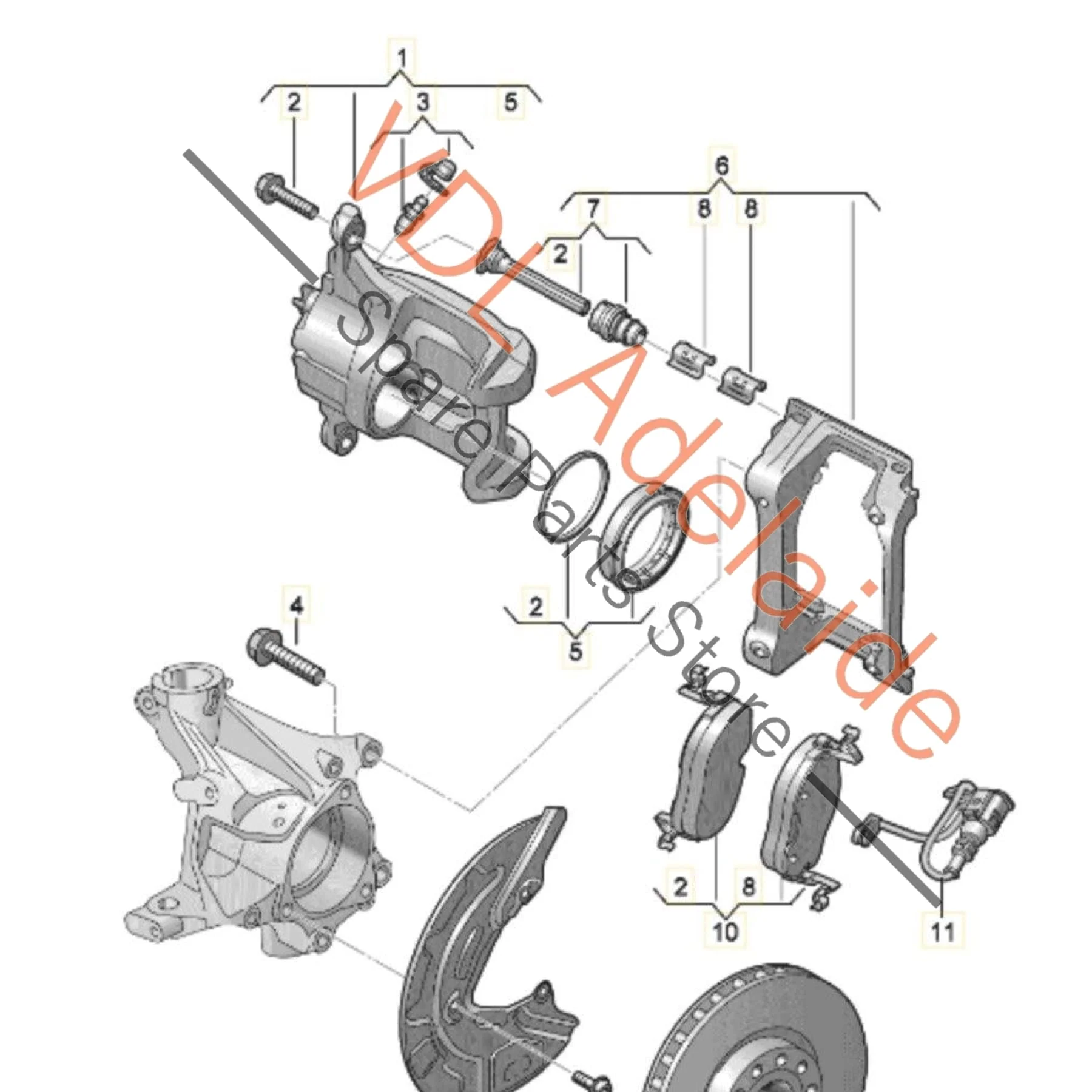 Cupra Born K11 Front Brake Caliper with Carrier Left 1EA615123A 1EA615125A 1EA615105K - Image 2