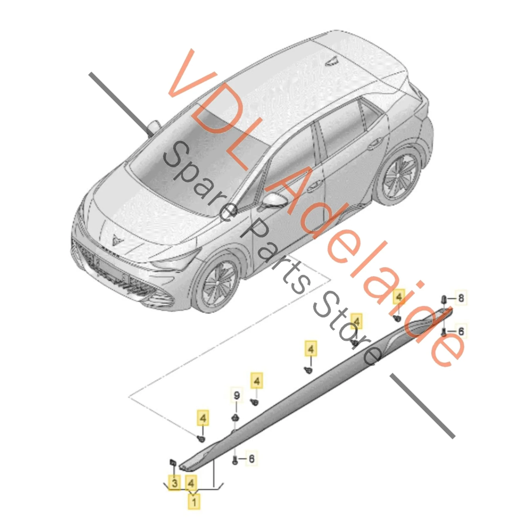 Cupra Born eBoost K11 Left Sideskirt Rocker Molding Side Member Trim 10E853856A - Image 2