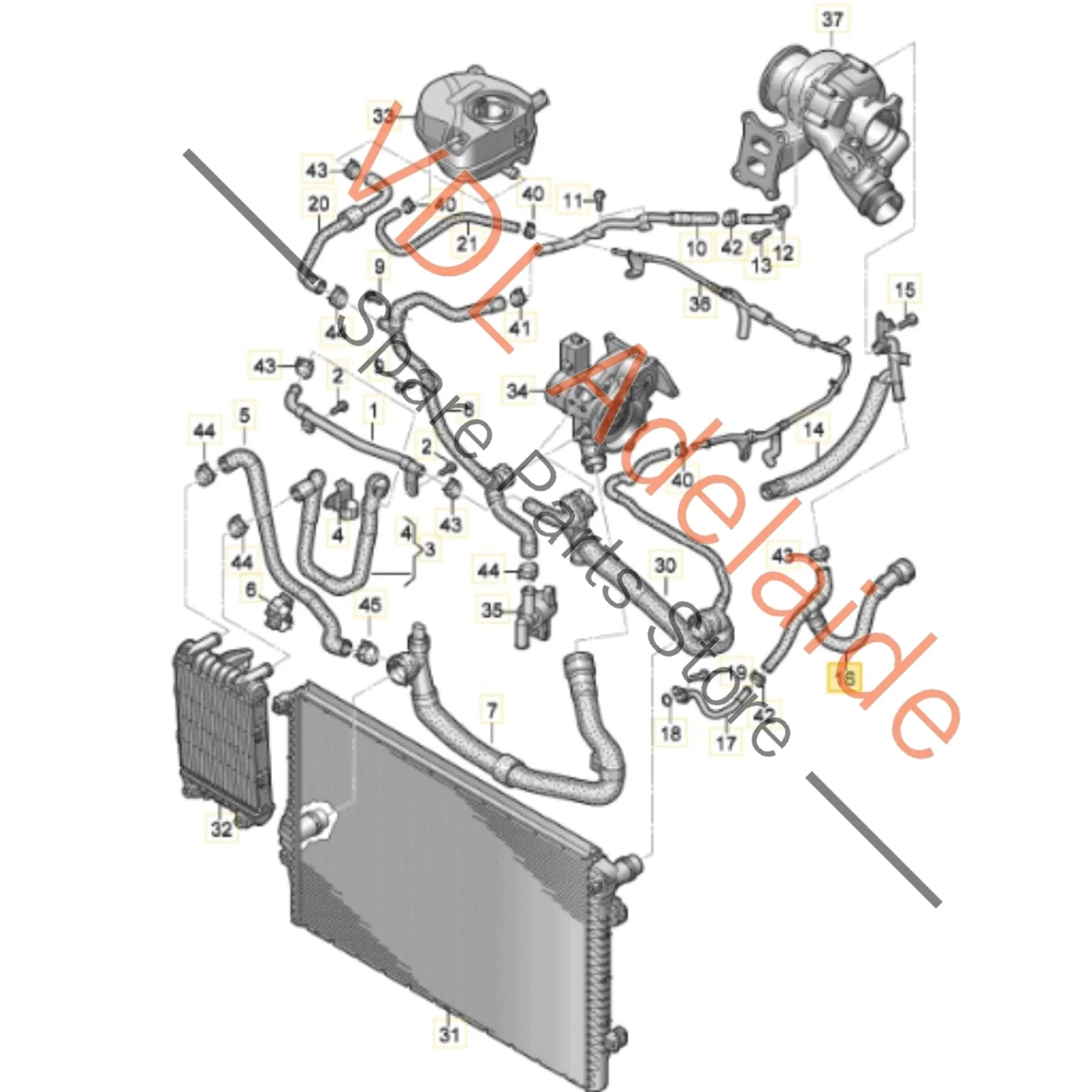 VW Golf R MK8 Audi S3 8Y Low Pressure Coolant Return Hose from Turbo 5WA122073H - Image 2