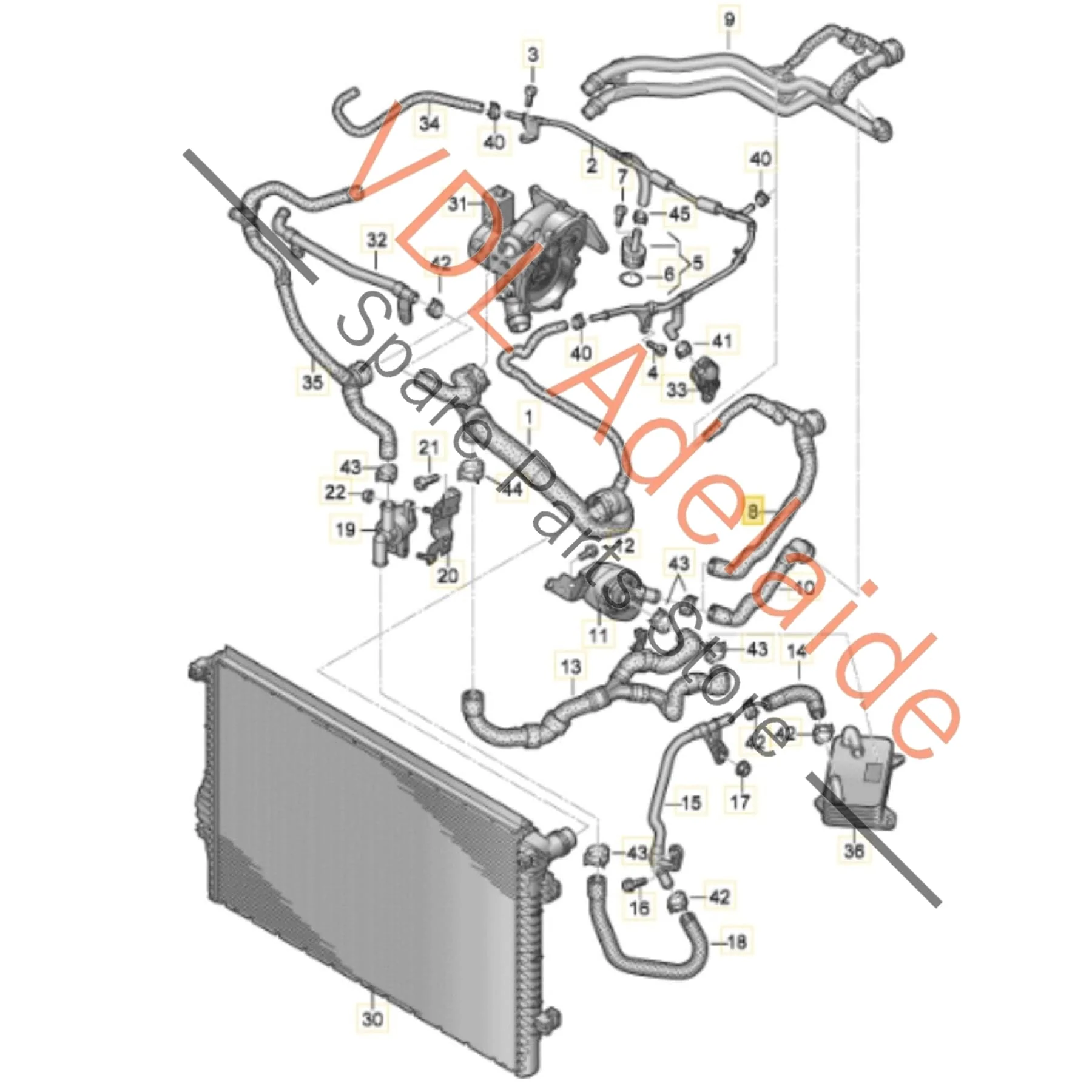 VW Audi Cupra Heater Hose with Coupling on Firewall 5WA122157AC - Image 2
