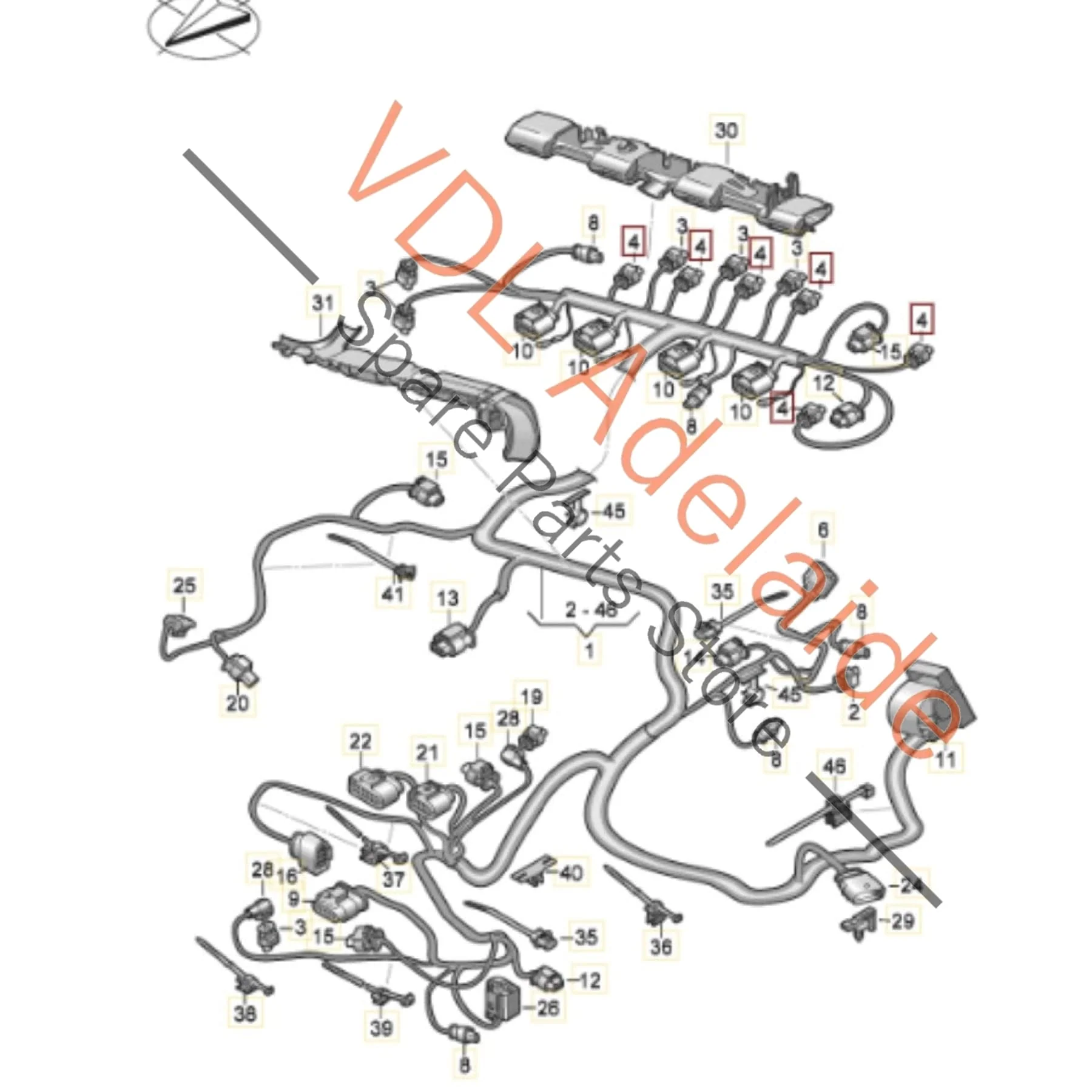 VW Golf R MK8 Audi S3 DNFC Fuel Injector Wiring Harness Cable 06Q972610E - Image 2