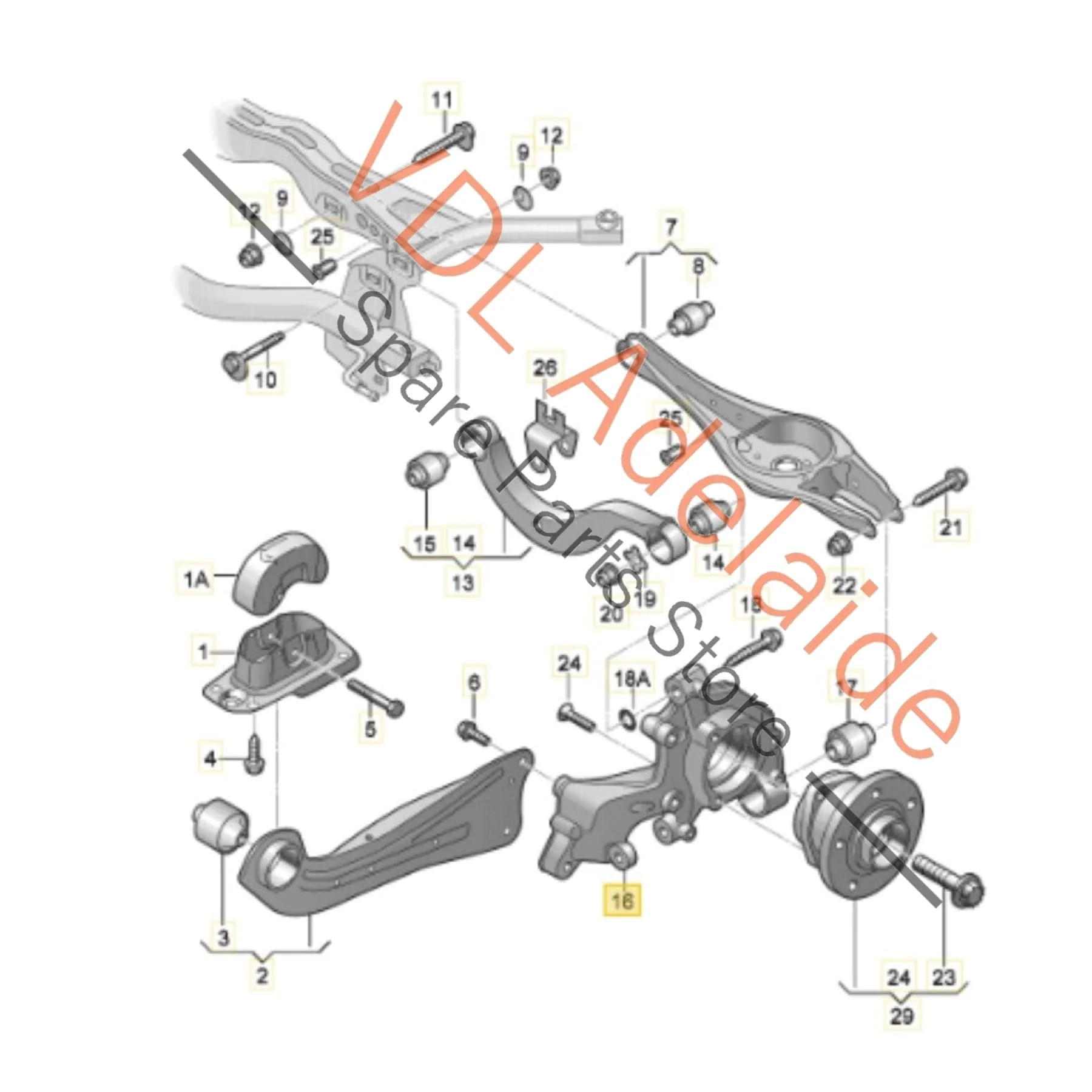 Cupra Ateca Audi TT Rear Left Suspension Hub Bearing Housing Knuckle 5Q3505435B - Image 2